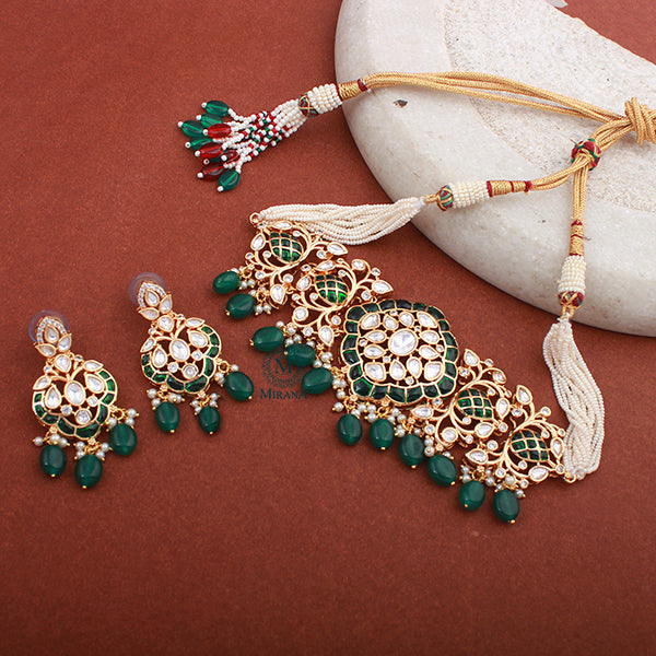 Sunidhi Emerald Green Polki Choker Set