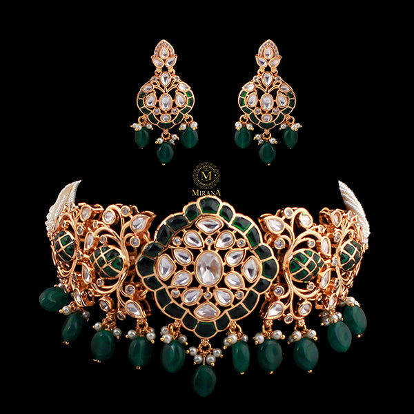 Sunidhi Emerald Green Polki Choker Set