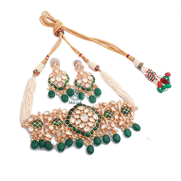 Sunidhi Emerald Green Polki Choker Set