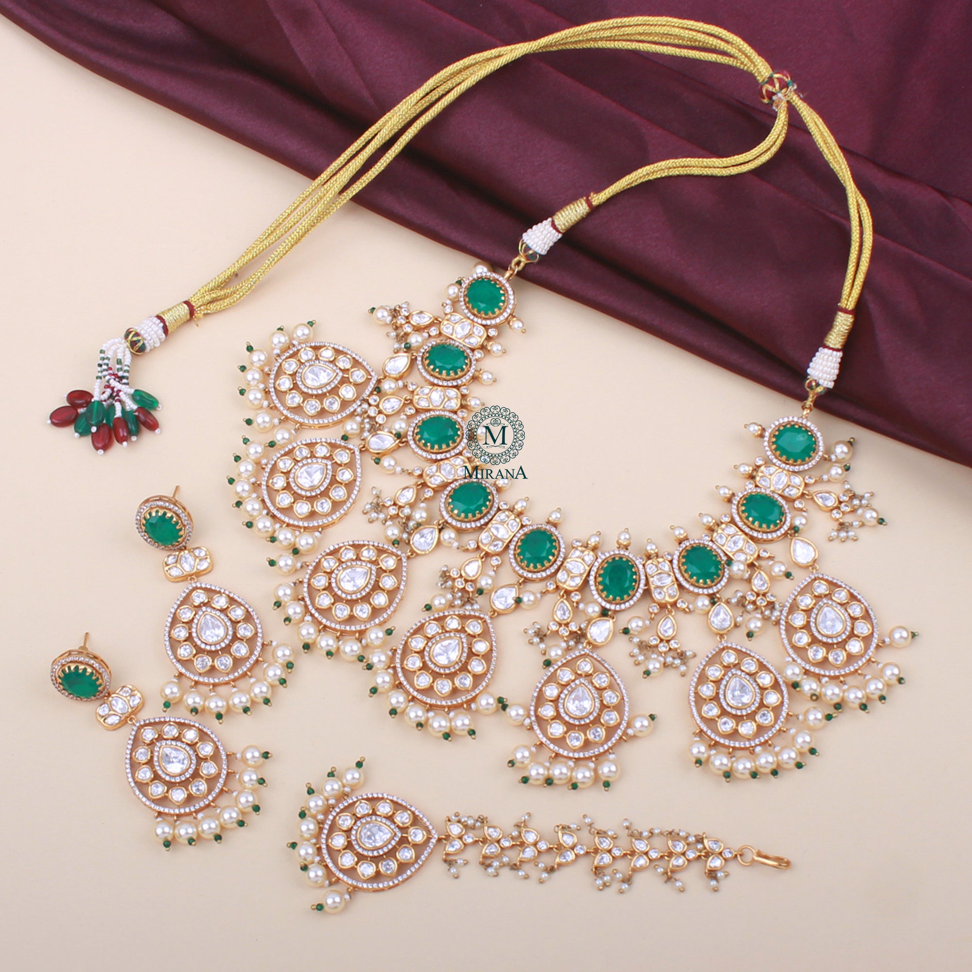 Radha Emerald Green Polki Bridal Choker Set