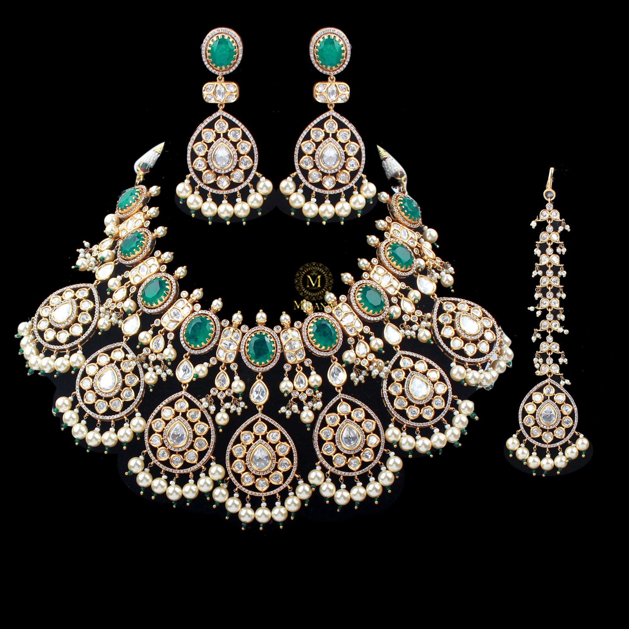 Radha Emerald Green Polki Bridal Choker Set