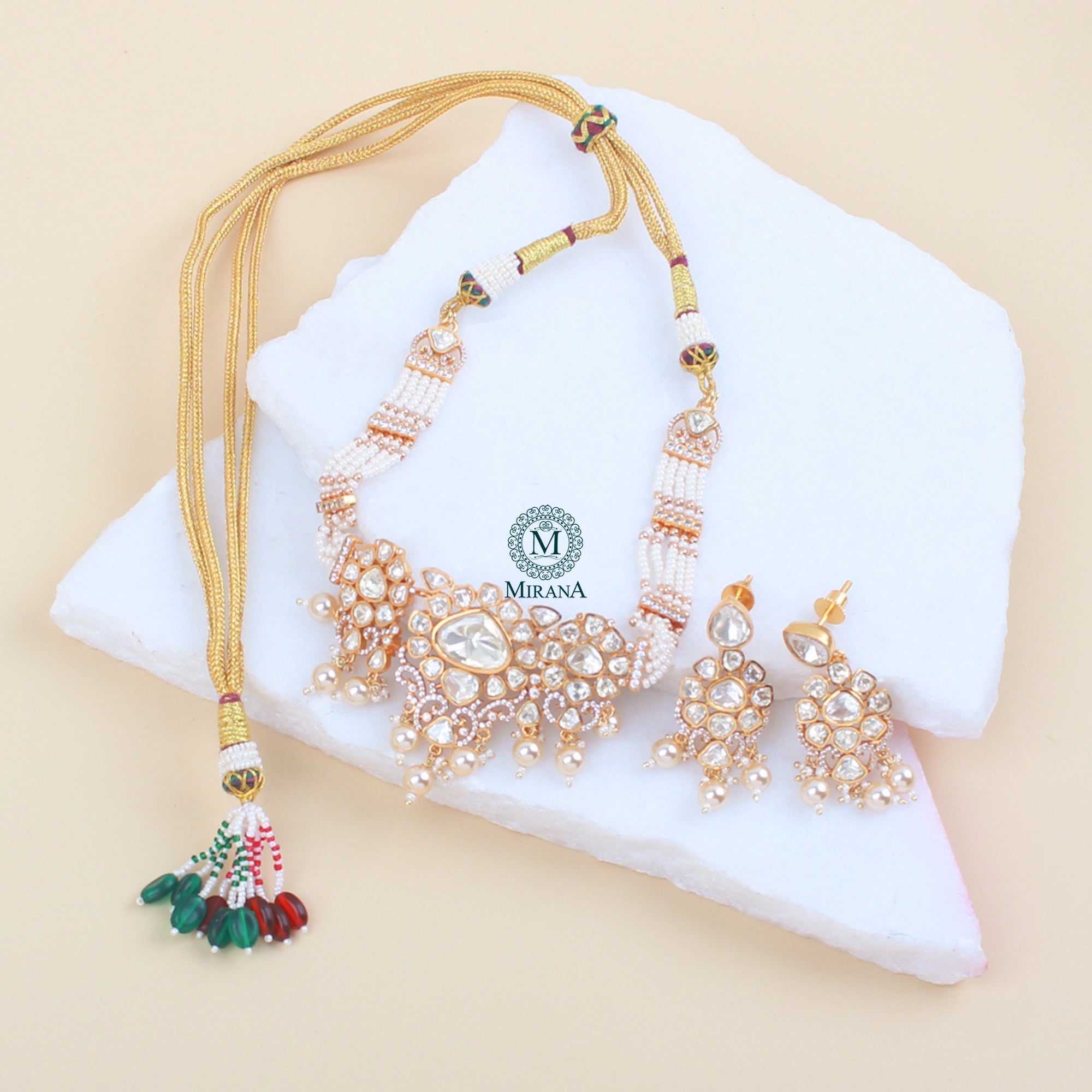 Lavya Pearl Moissanite Designer Choker Set