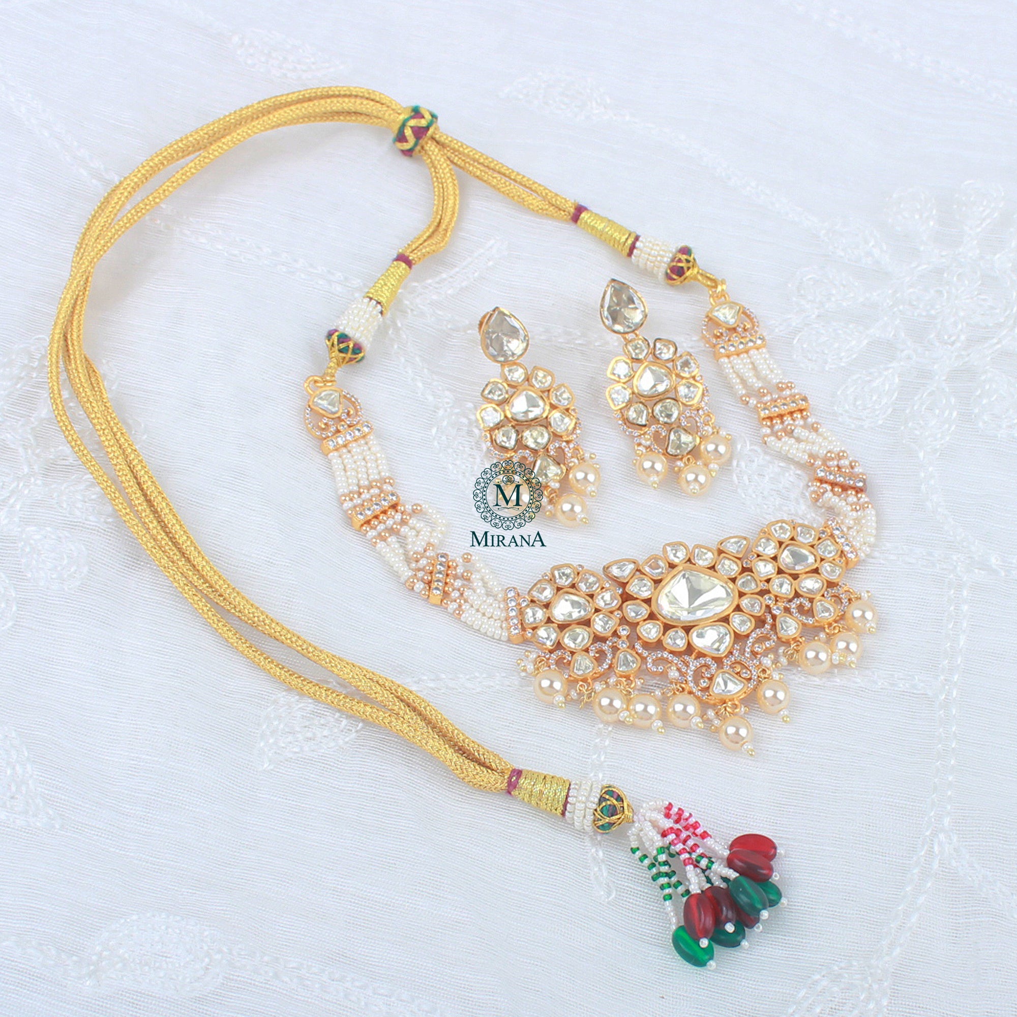 Lavya Pearl Moissanite Designer Choker Set