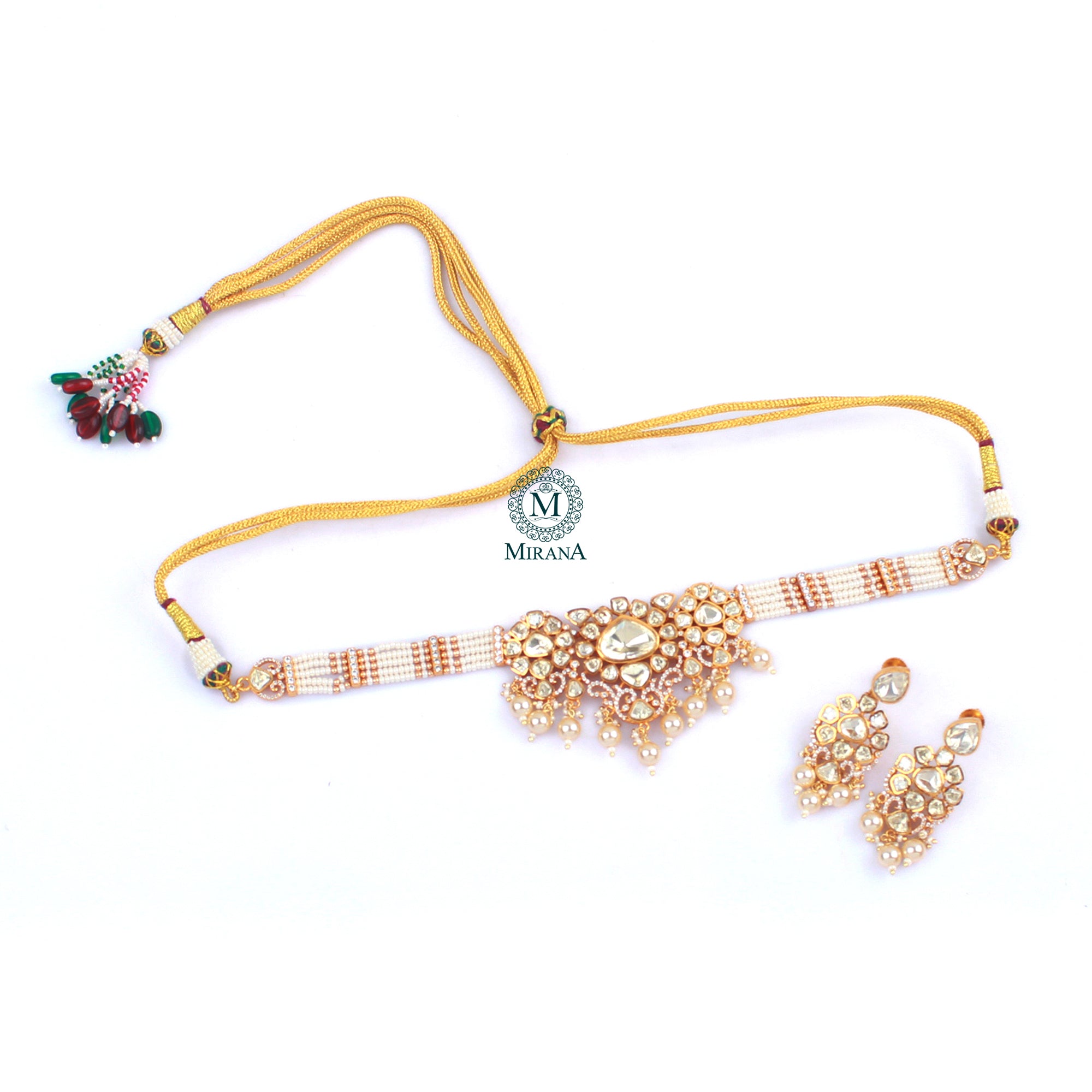 Lavya Pearl Moissanite Designer Choker Set