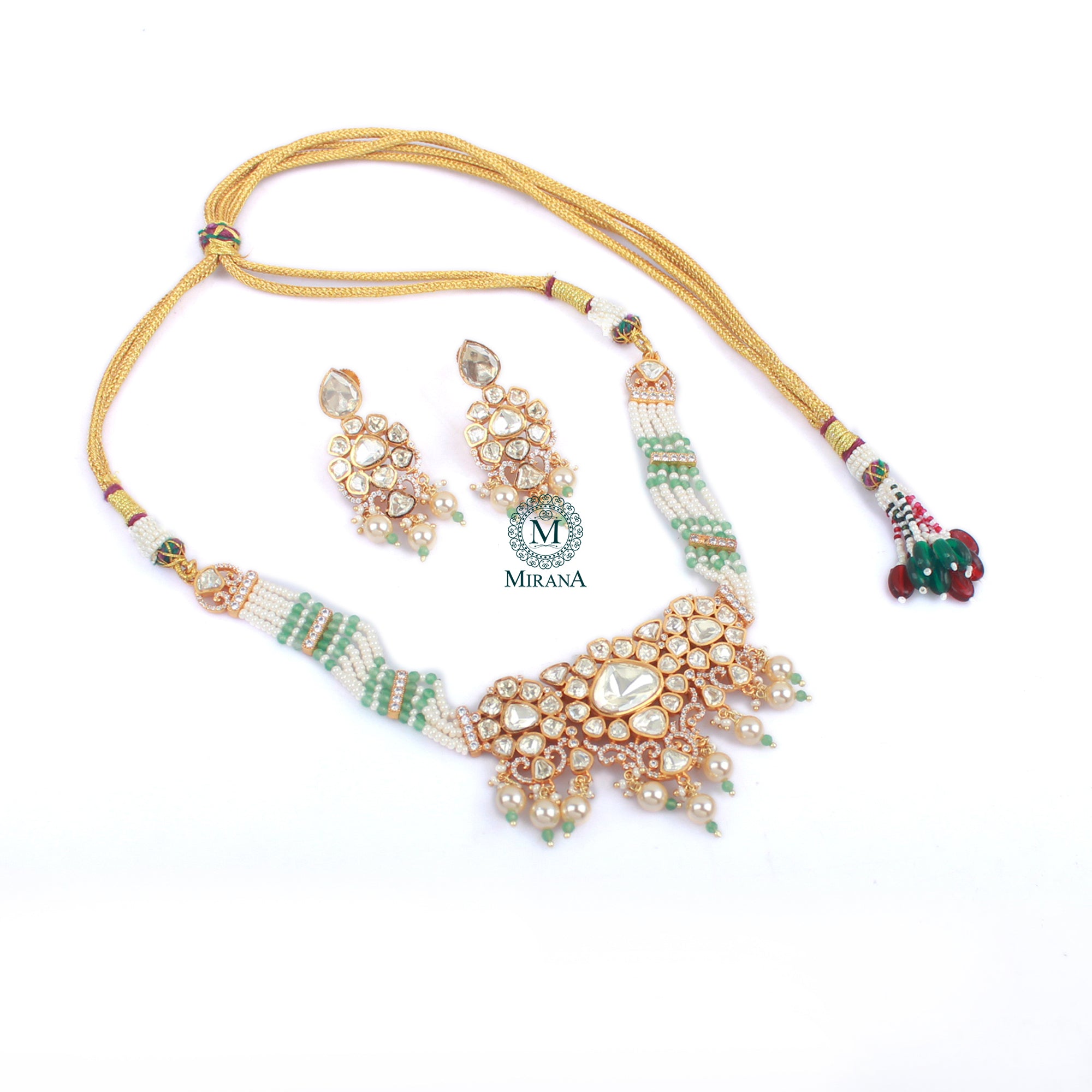 Lavya Pastel Green Moissanite Choker Set