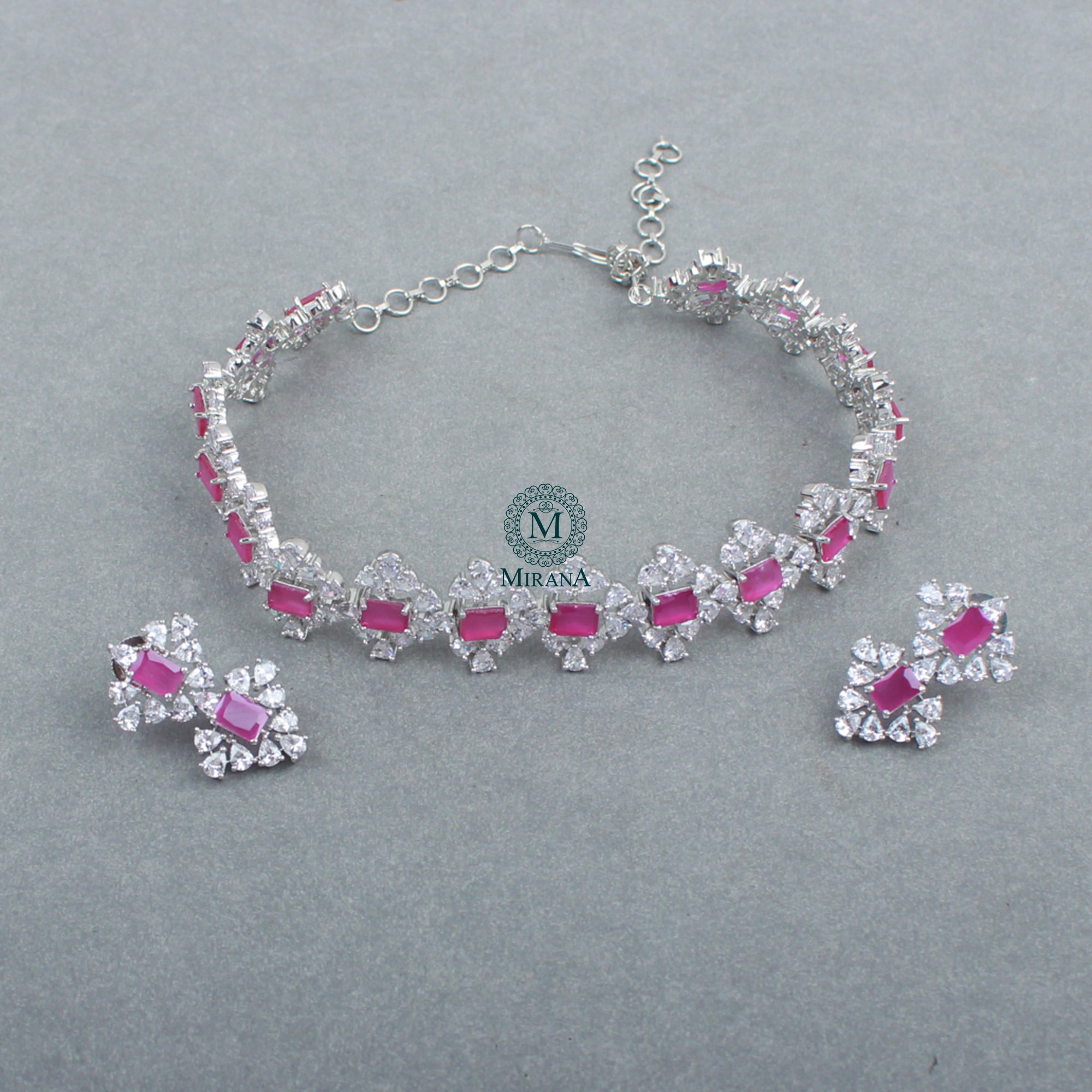 Dorothy Ruby CZ Designer Choker Set