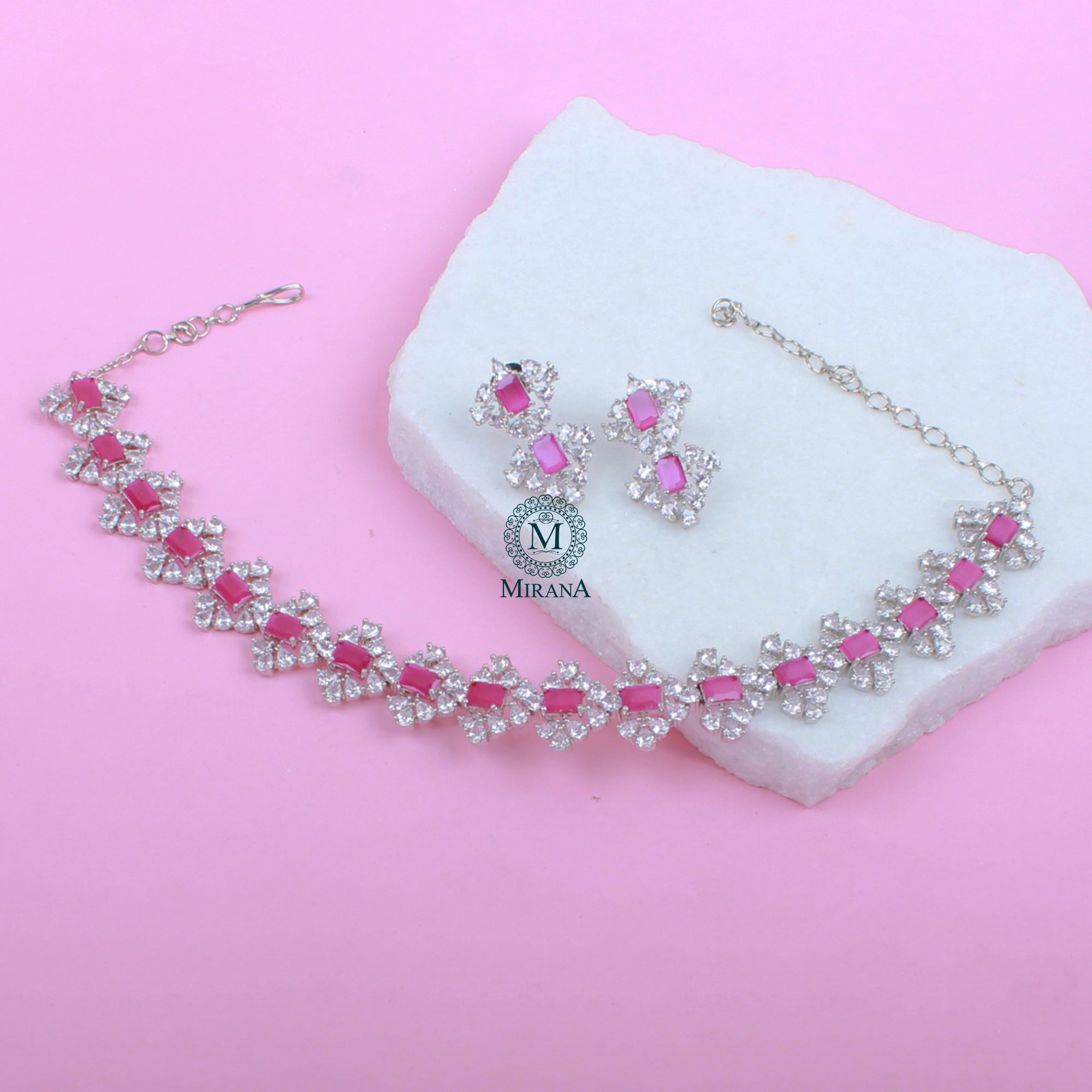 Dorothy Ruby CZ Designer Choker Set