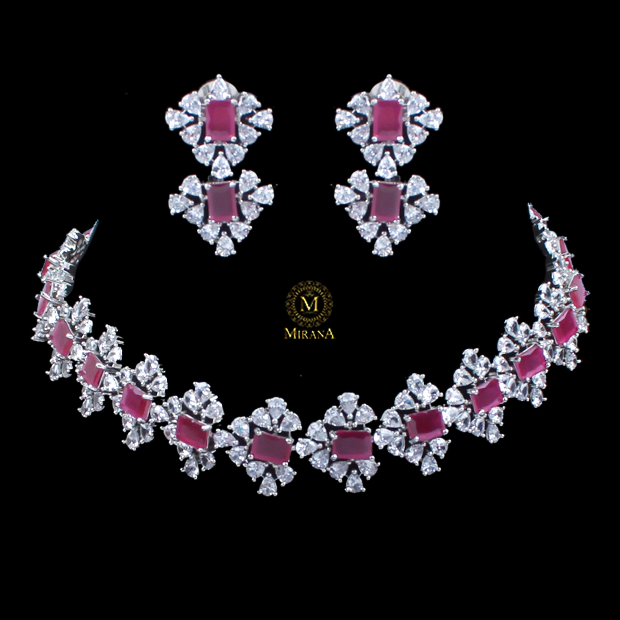 Dorothy Ruby CZ Designer Choker Set