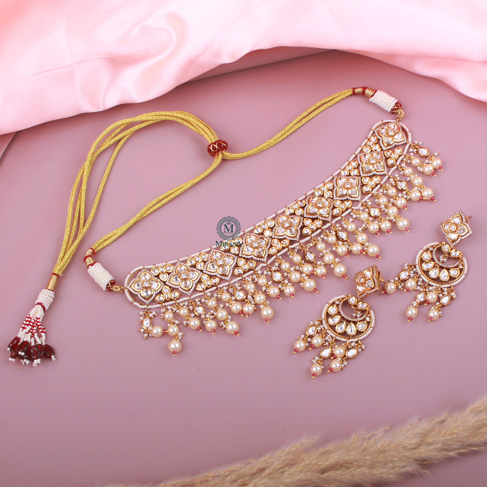 Urshita Pearl Polki Bridal Choker Set