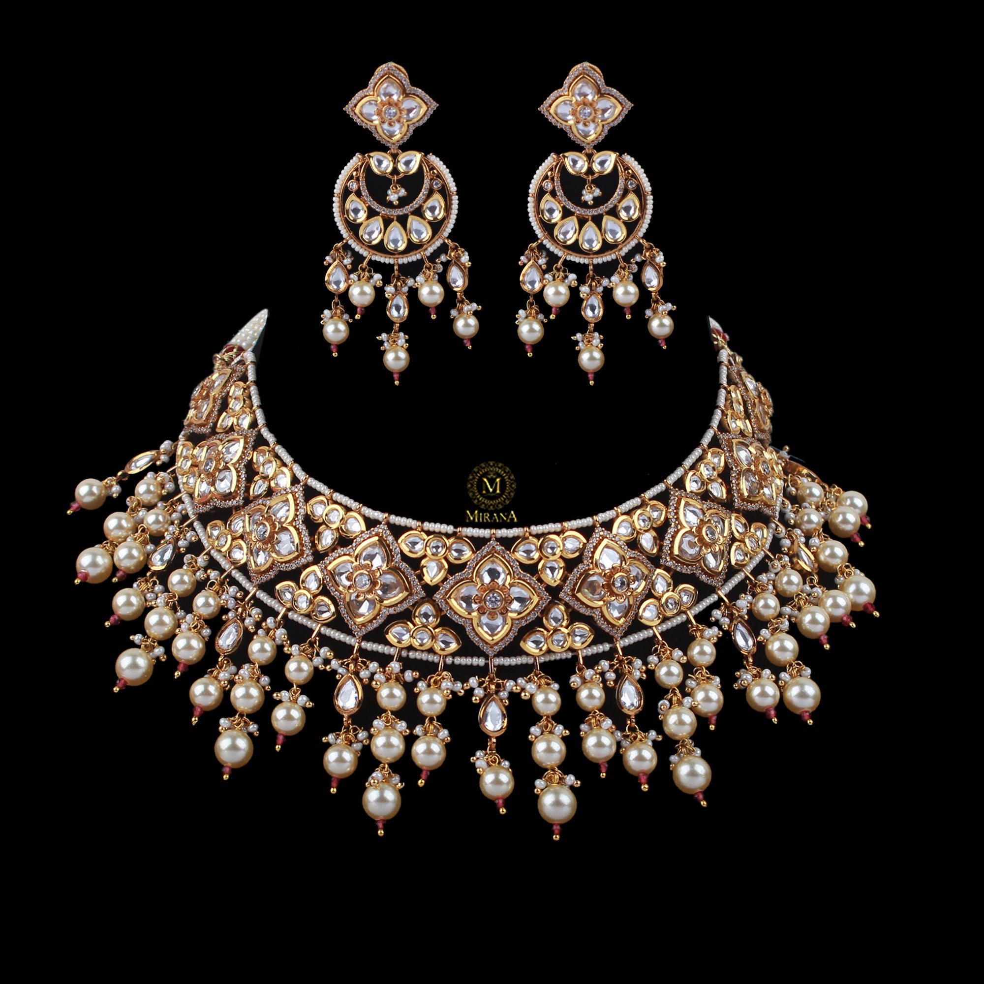 Urshita Pearl Polki Bridal Choker Set