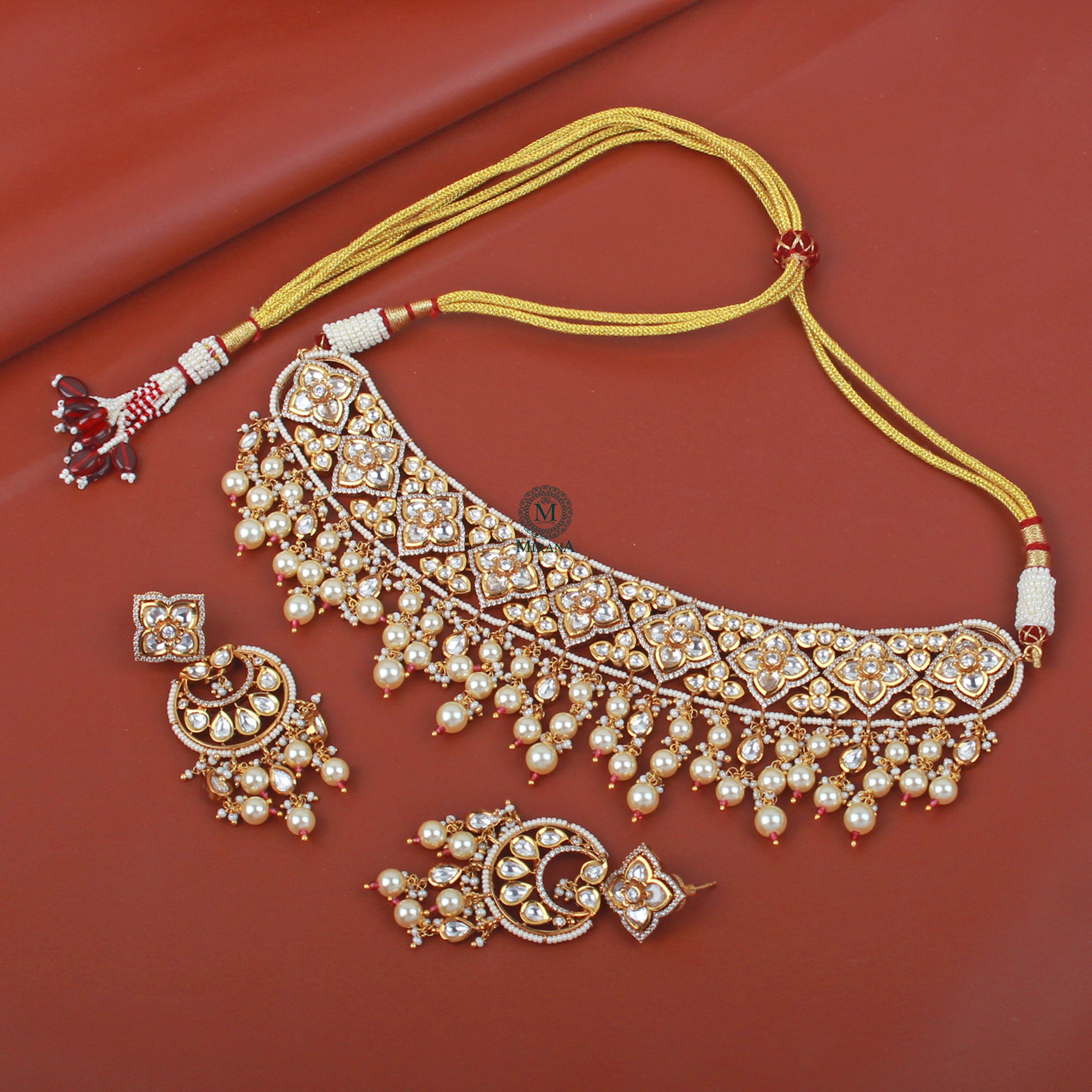 Urshita Pearl Polki Bridal Choker Set