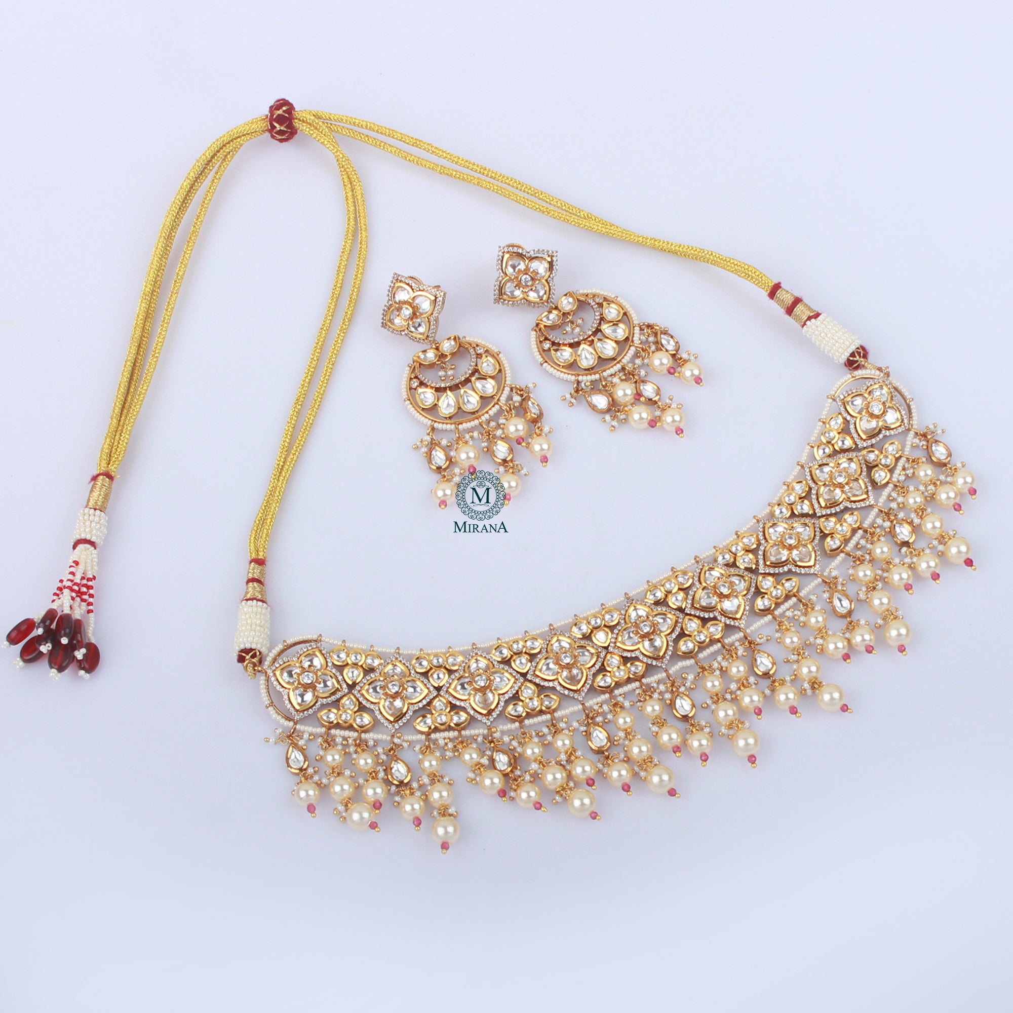 Urshita Pearl Polki Bridal Choker Set