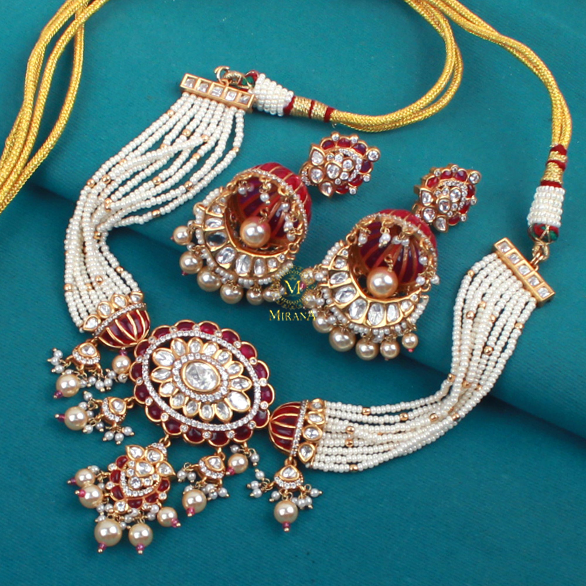Shubhangi Ruby Polki Designer Choker Set
