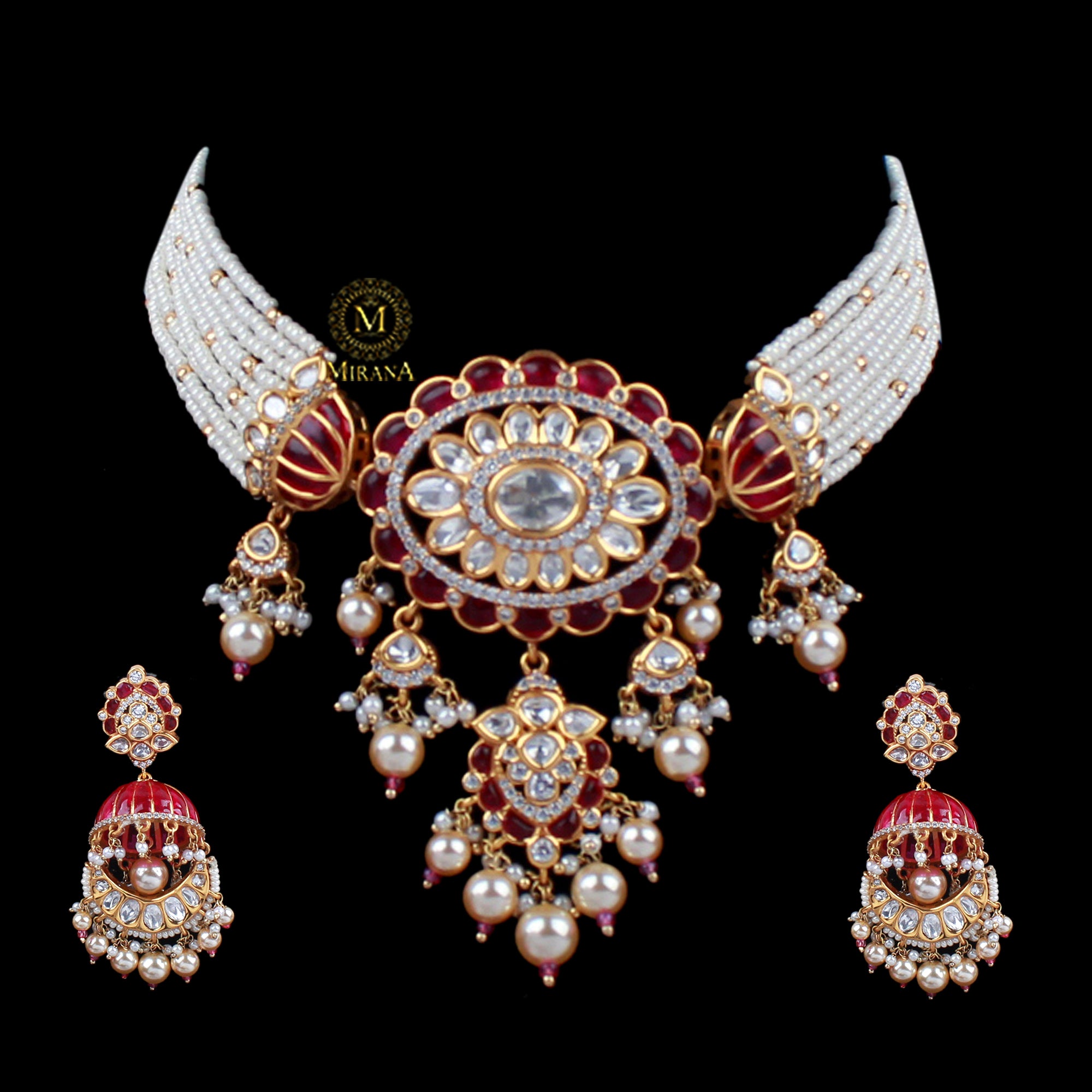 Shubhangi Ruby Polki Designer Choker Set