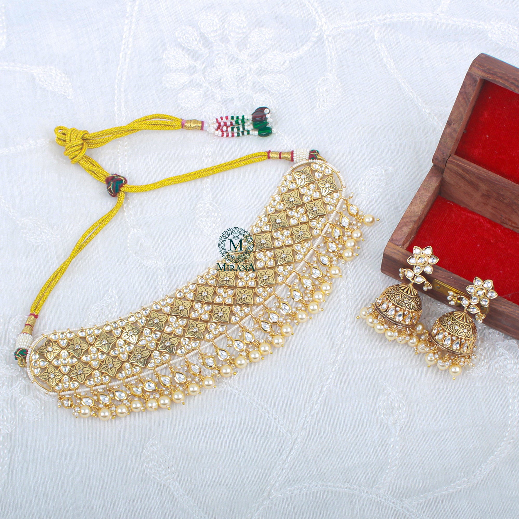 Ishanya Pearl Polki Designer Choker Set