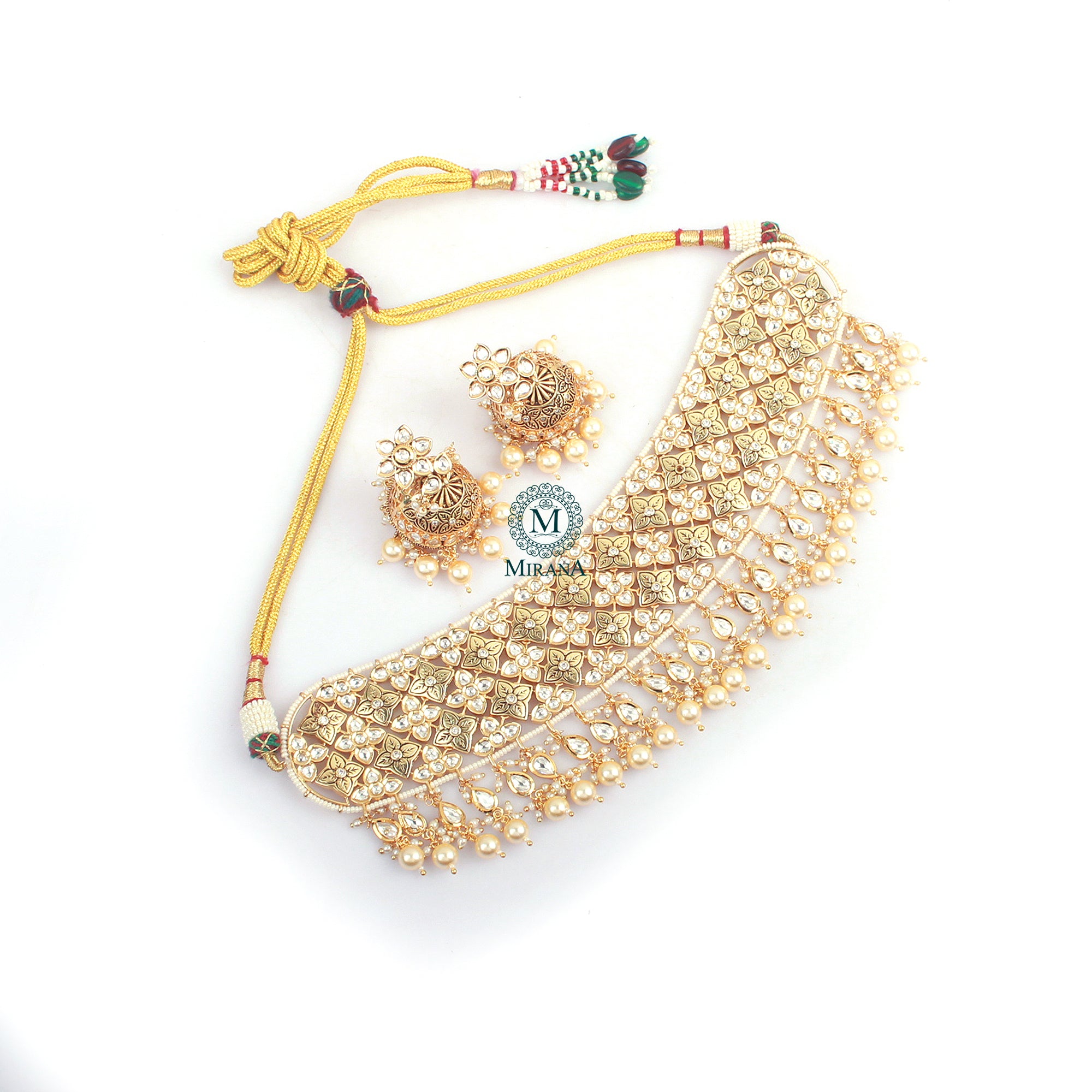 Ishanya Pearl Polki Designer Choker Set