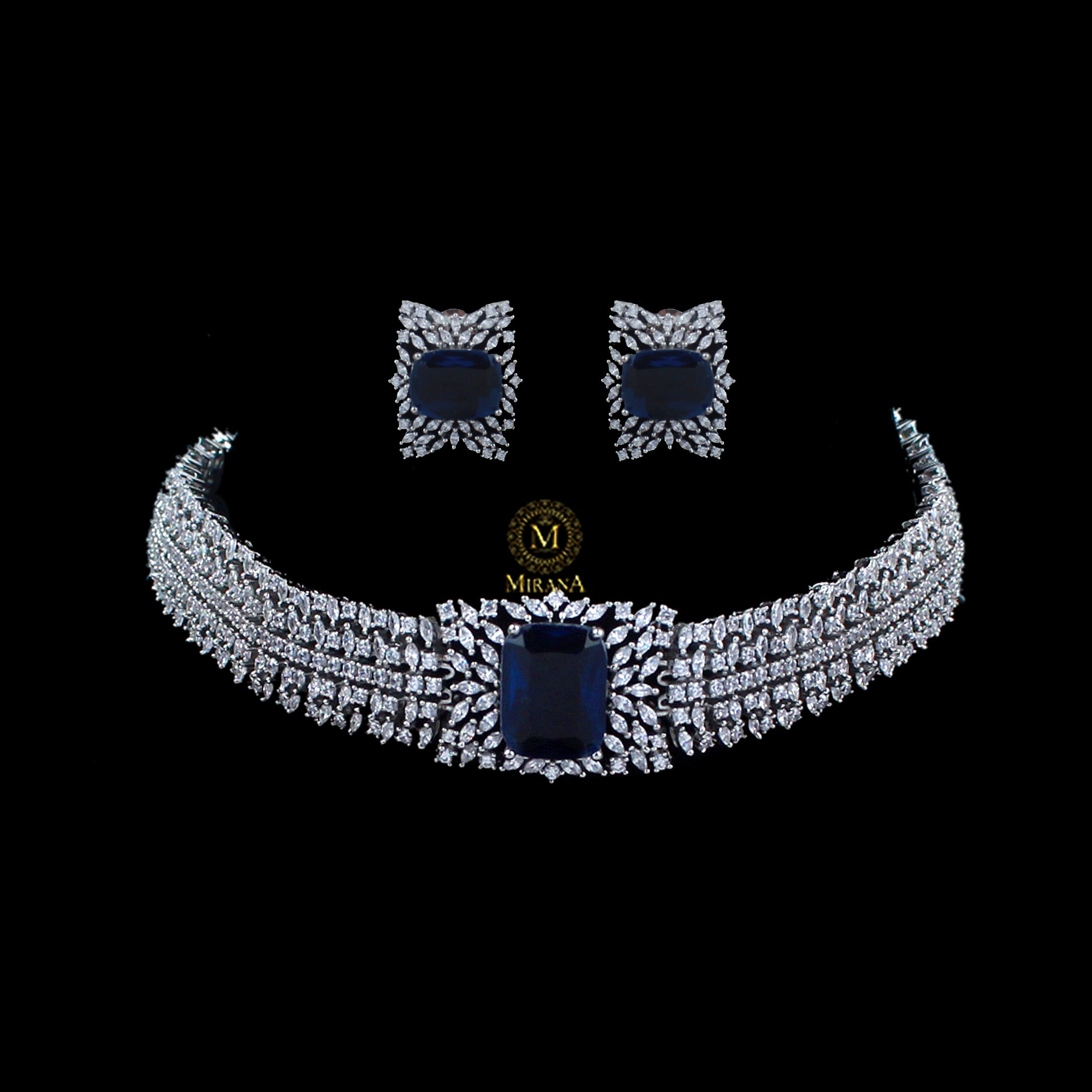 Simi Sapphire Blue Designer Choker Set