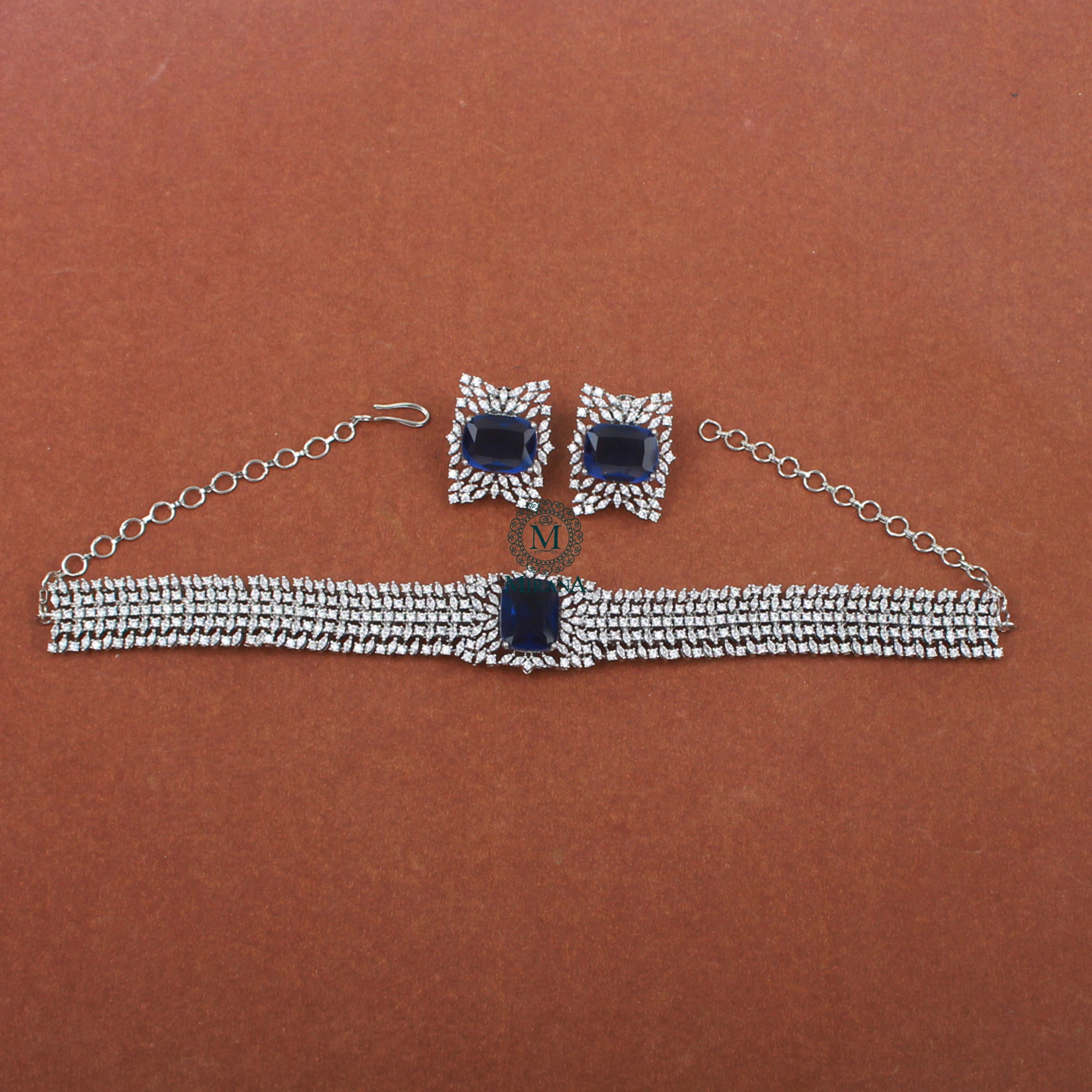 Simi Sapphire Blue Designer Choker Set