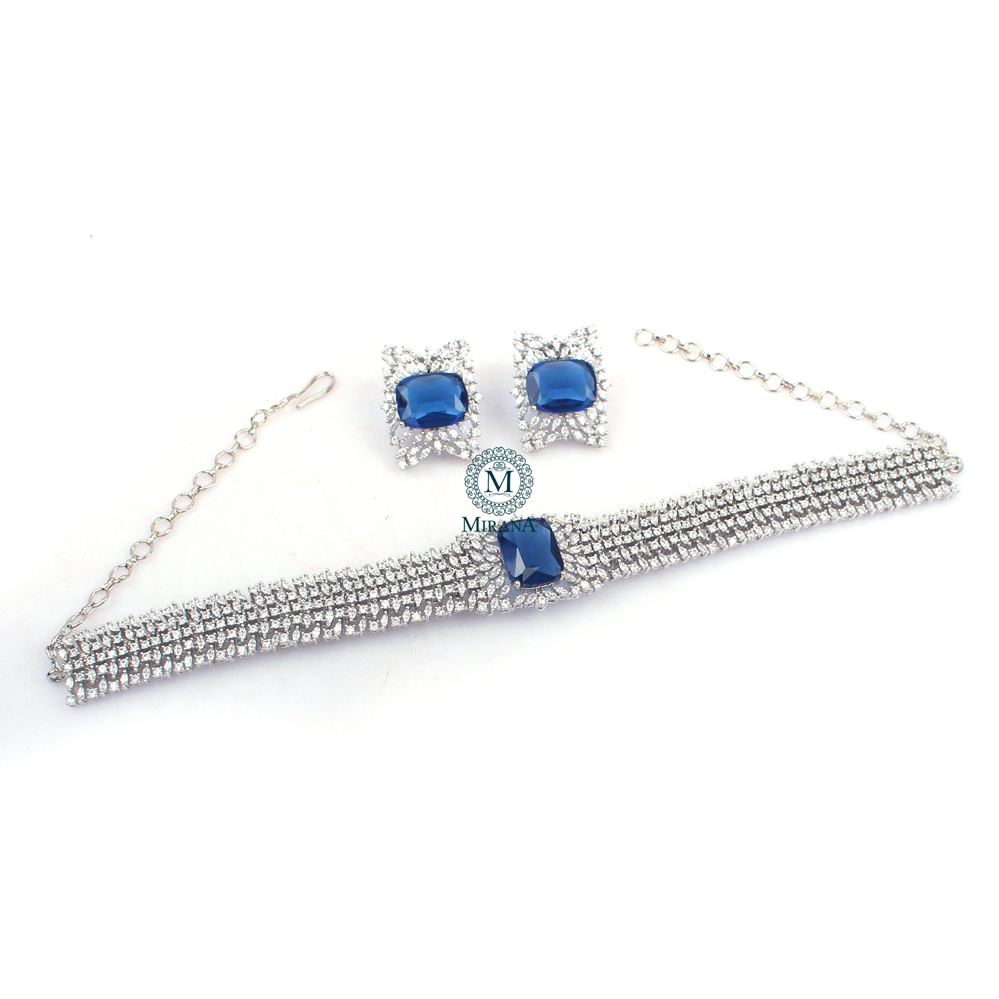 Simi Sapphire Blue Designer Choker Set