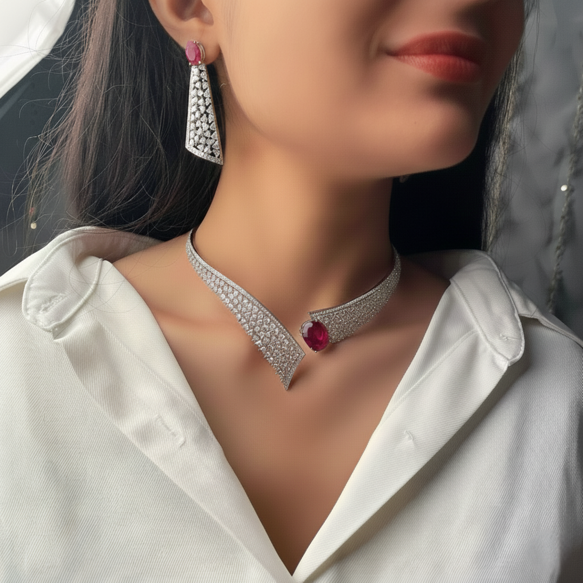 Daisy CZ Designer Choker Set