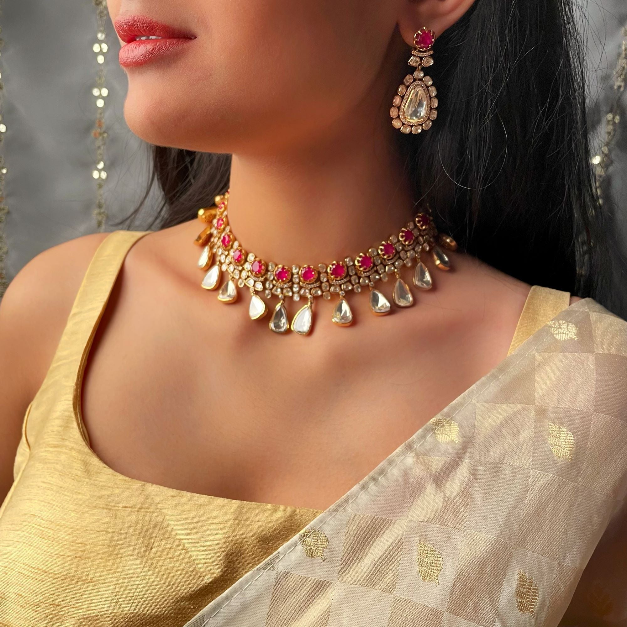 Swara Moissanite Designer Choker Set