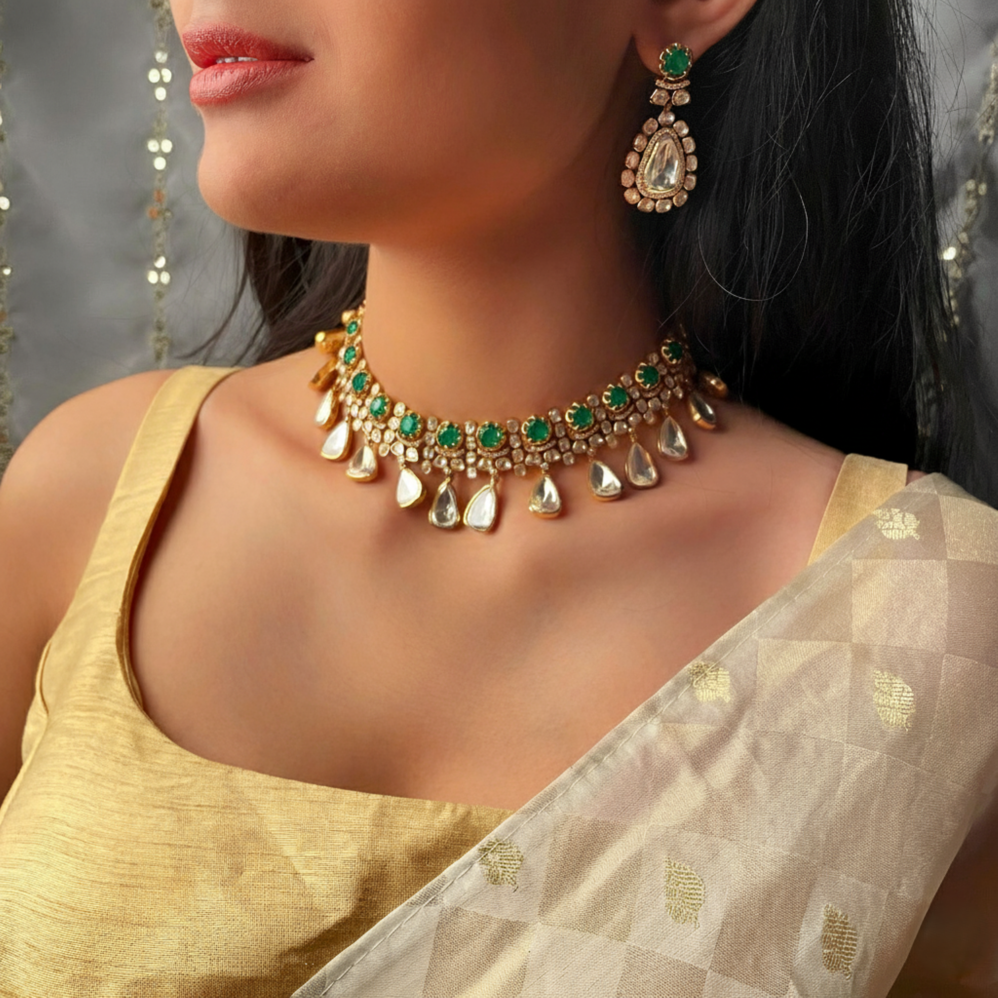 Swara Moissanite Designer Choker Set