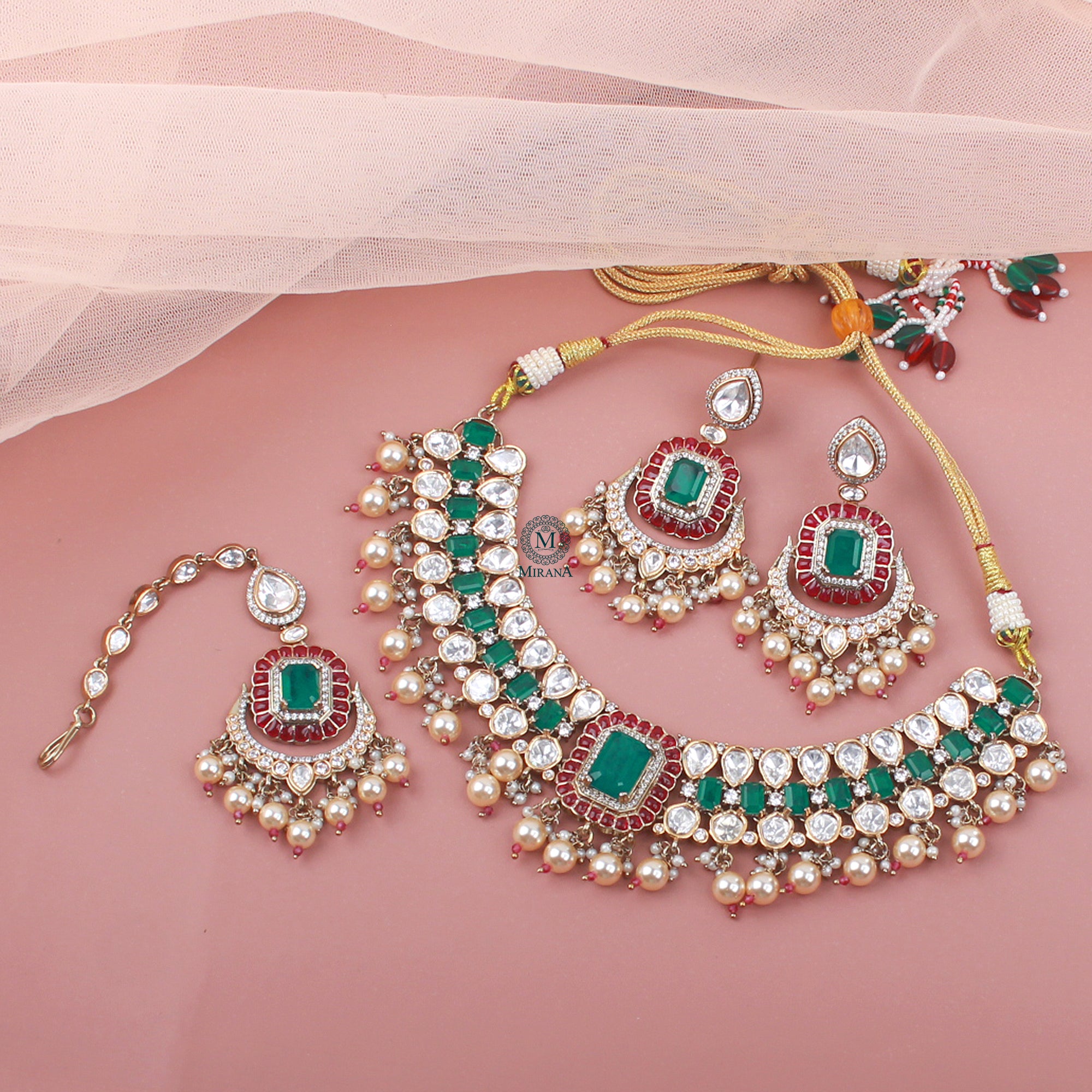 Surabhi Pearl Polki Designer Choker Set