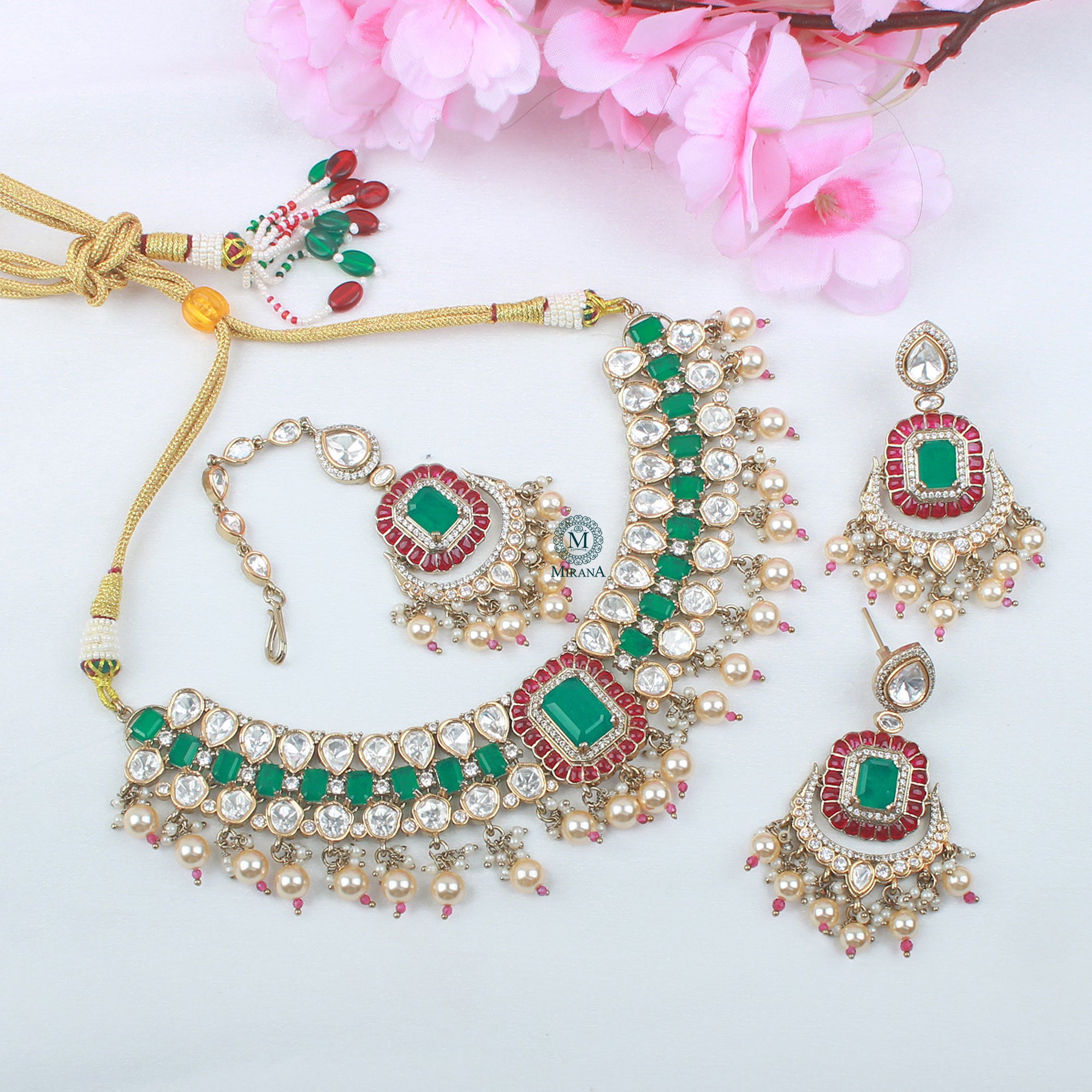 Surabhi Pearl Polki Designer Choker Set