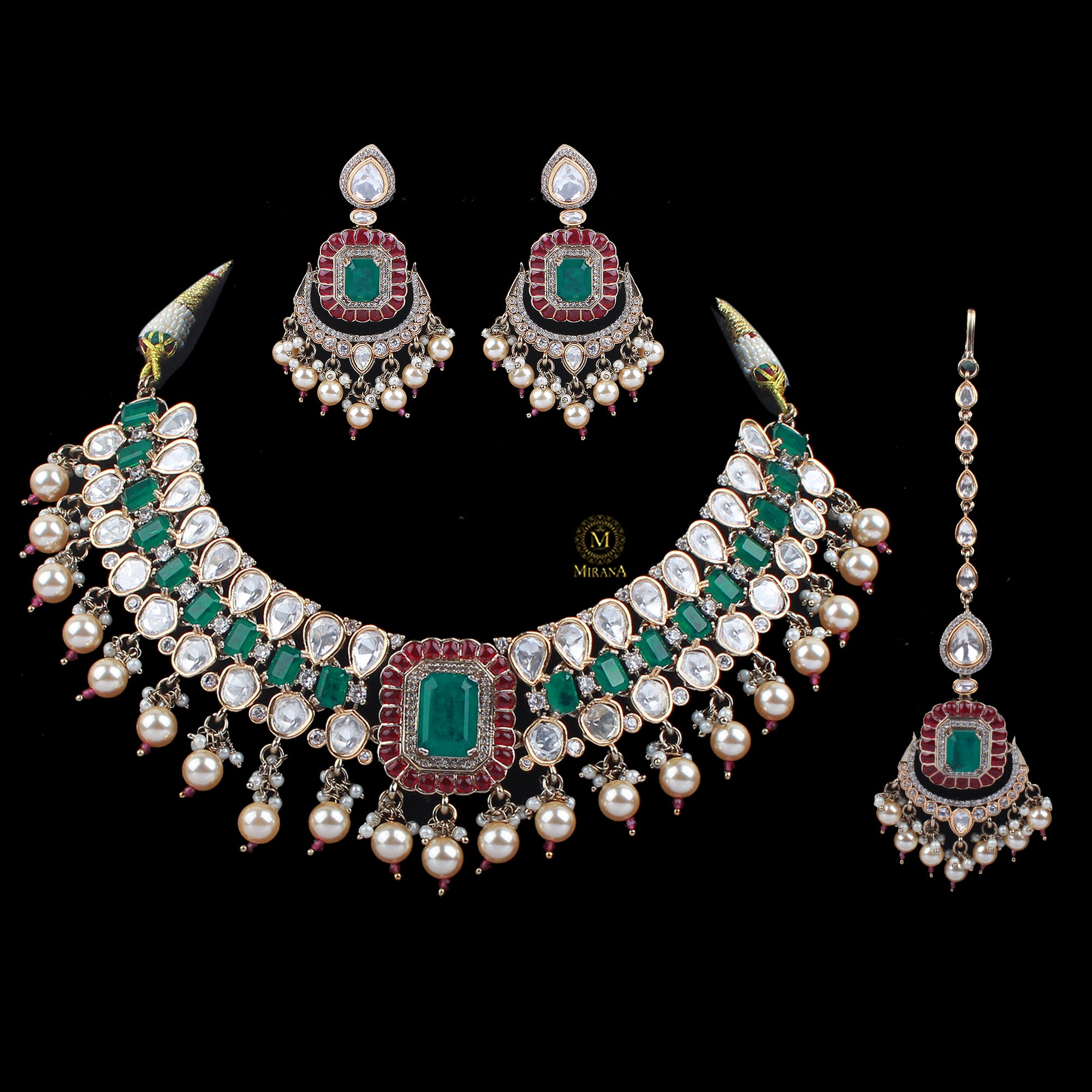 Surabhi Pearl Polki Designer Choker Set