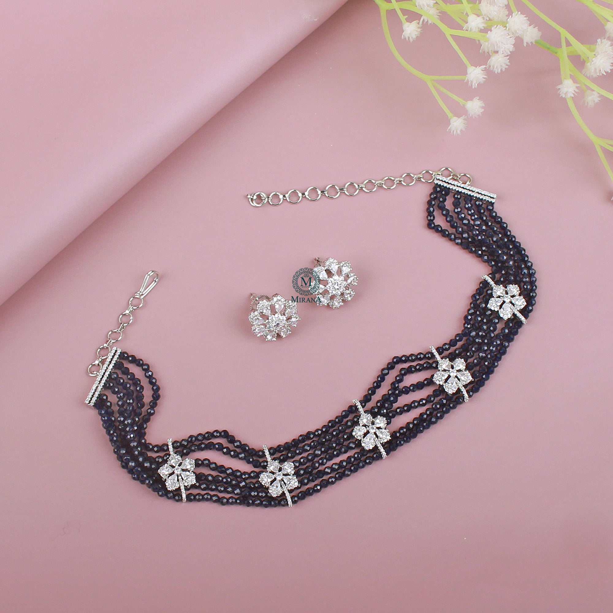 Emilia Pearl CZ Designer Choker Set