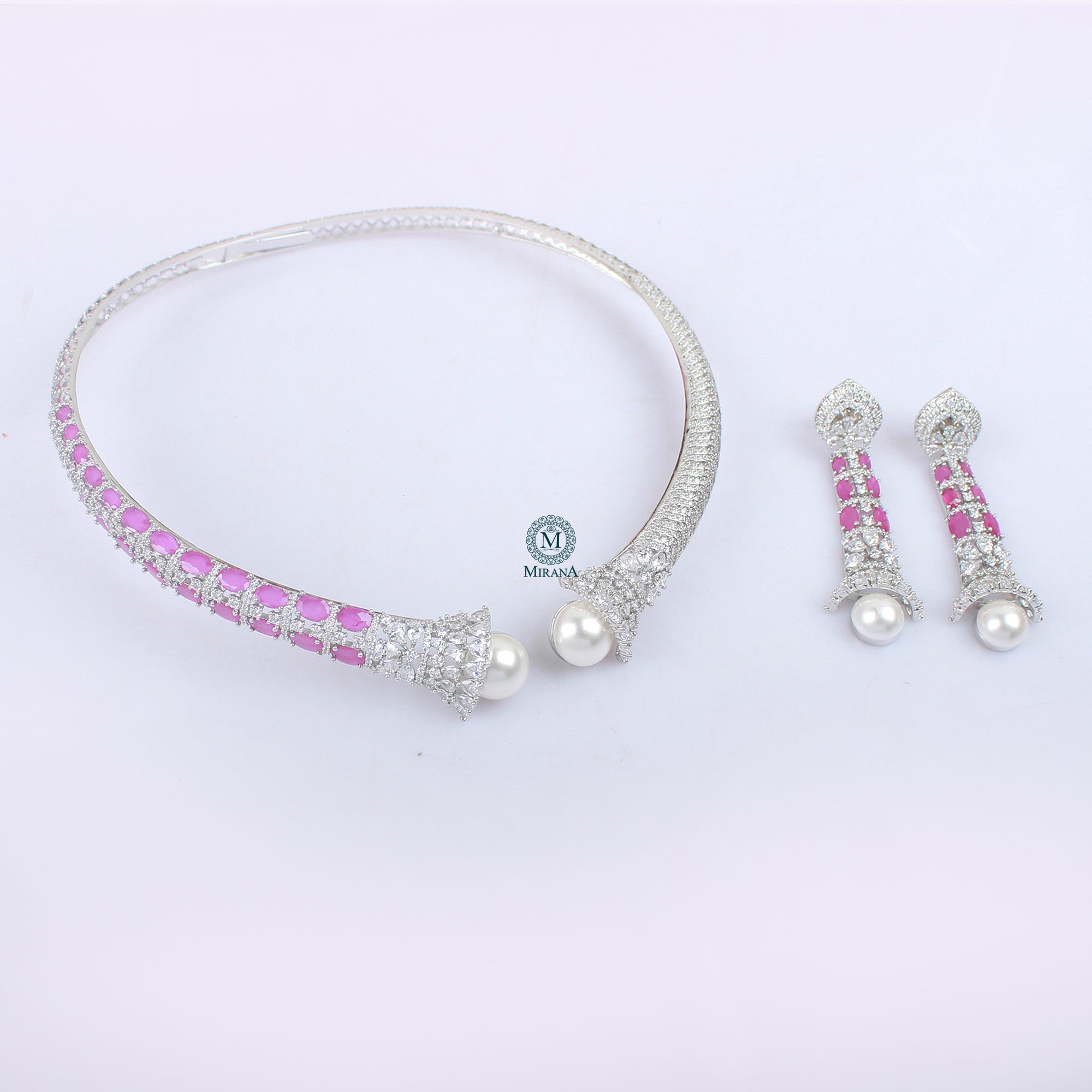 Grace Pearl CZ Designer Choker Set