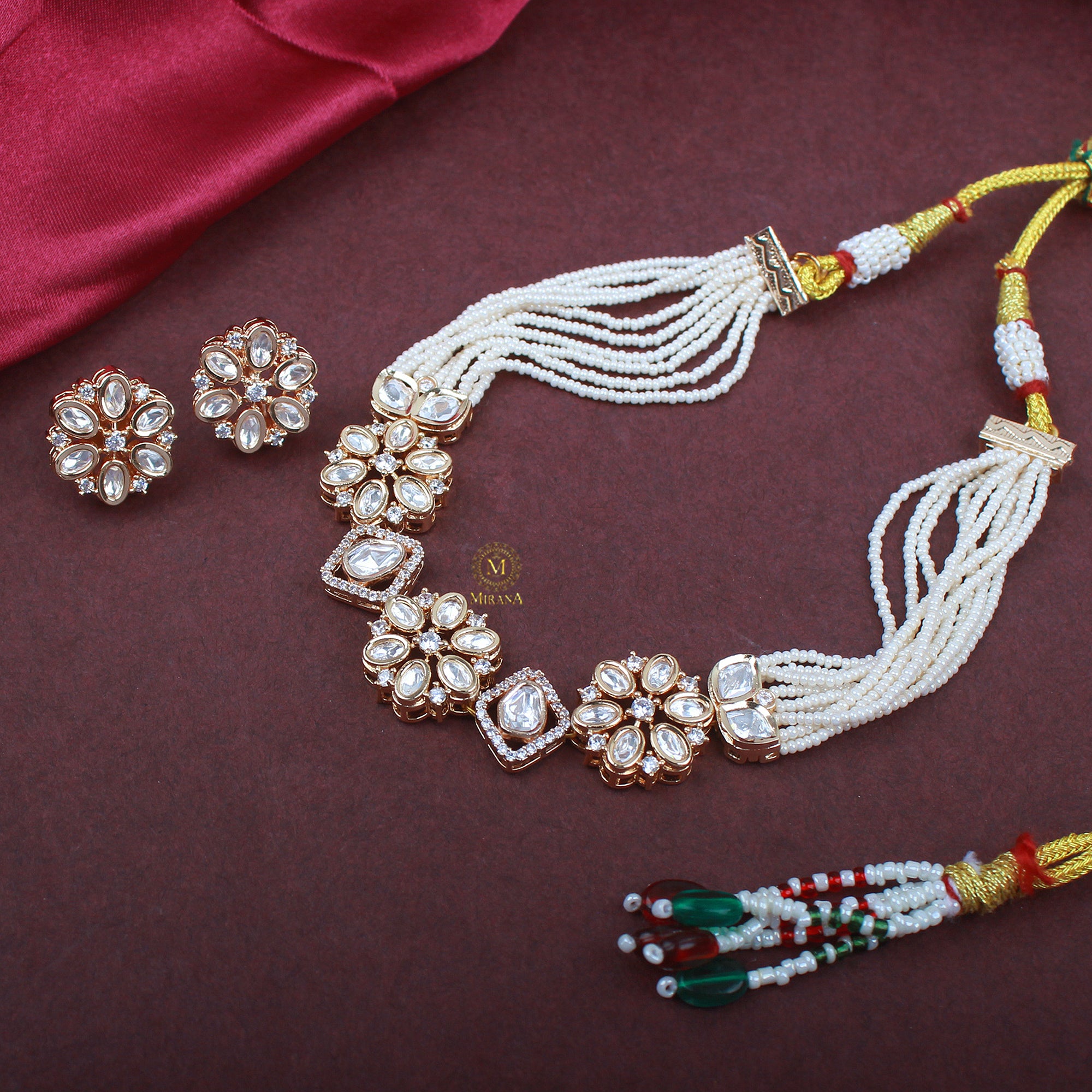 Yami Polki Pearl Choker Set