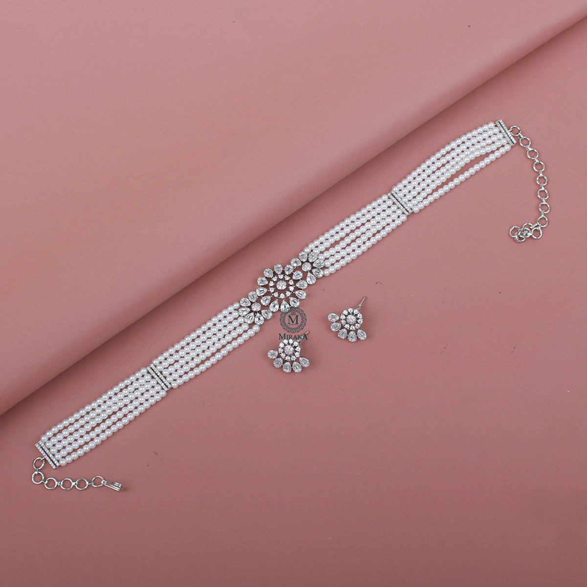 Allie Pearl CZ Designer Choker Set
