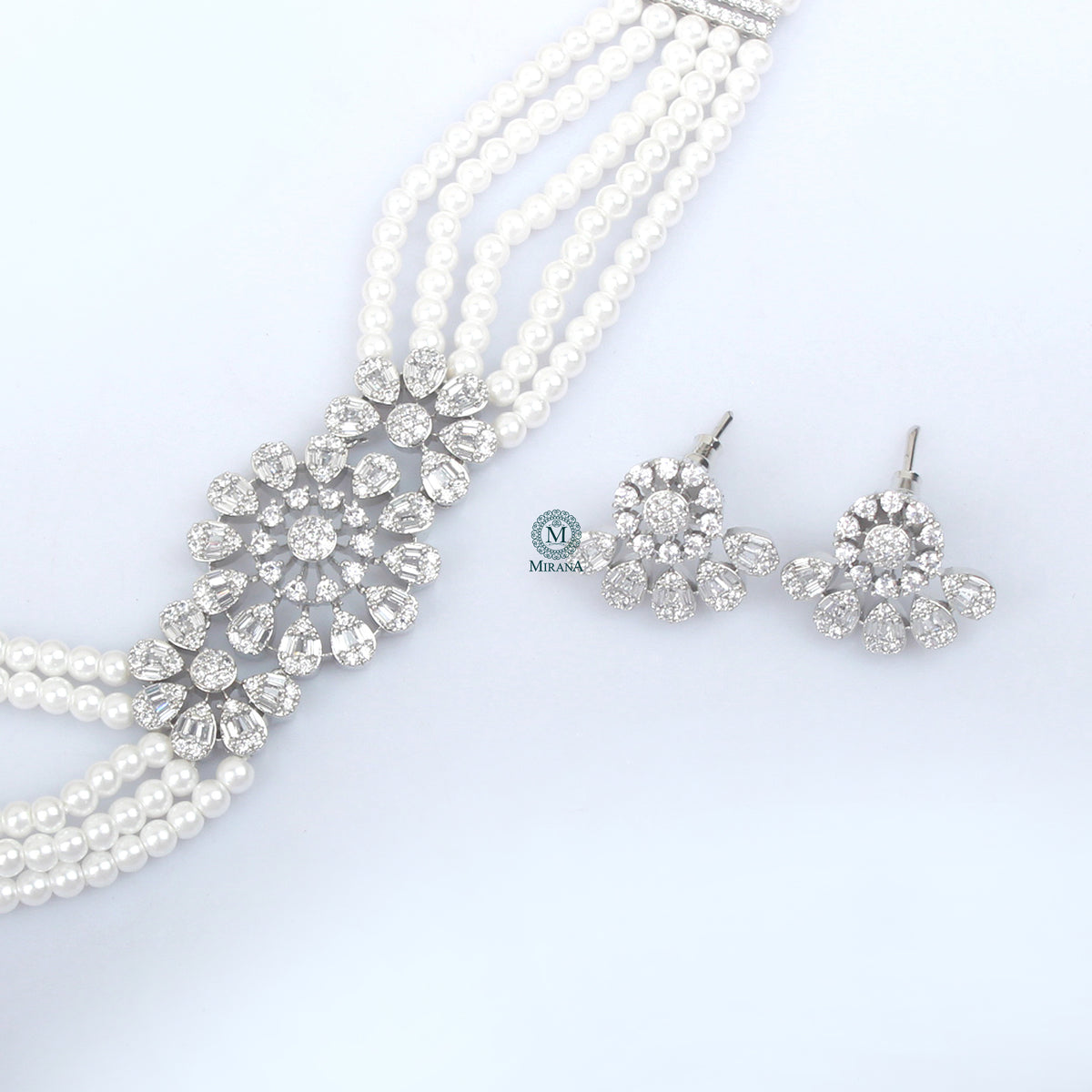 Allie Pearl CZ Designer Choker Set