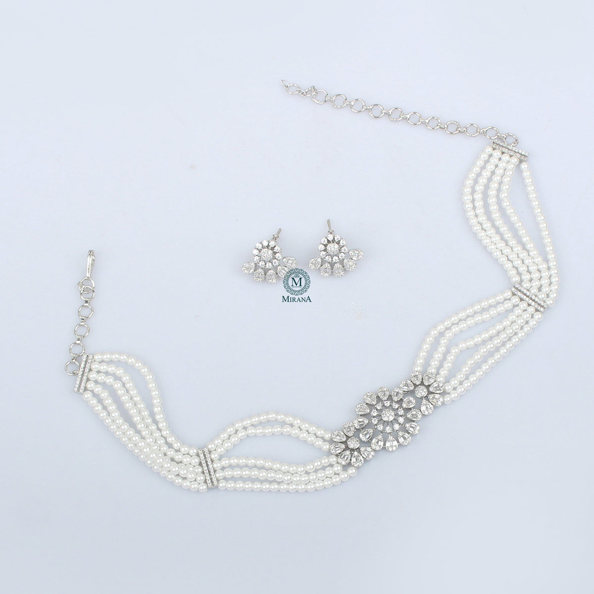 Allie Pearl CZ Designer Choker Set
