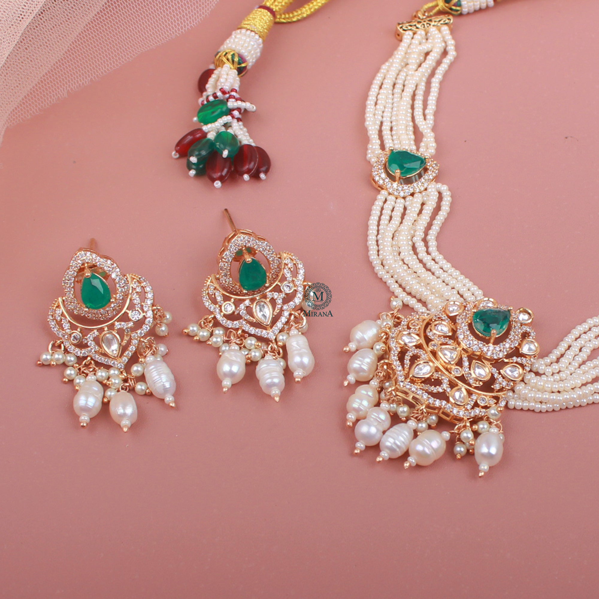 Vanya Emerald Green Polki Choker Set