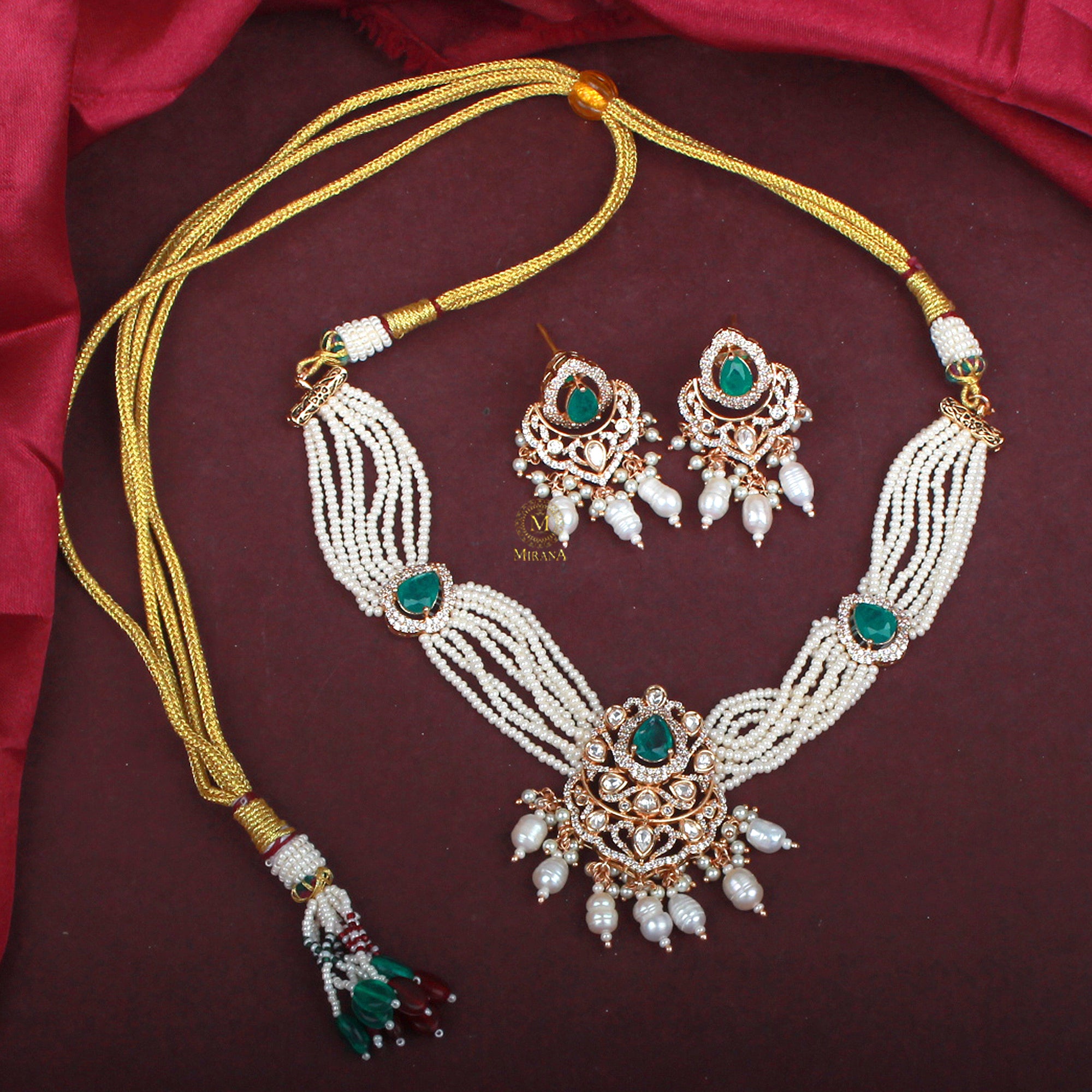 Vanya Emerald Green Polki Choker Set