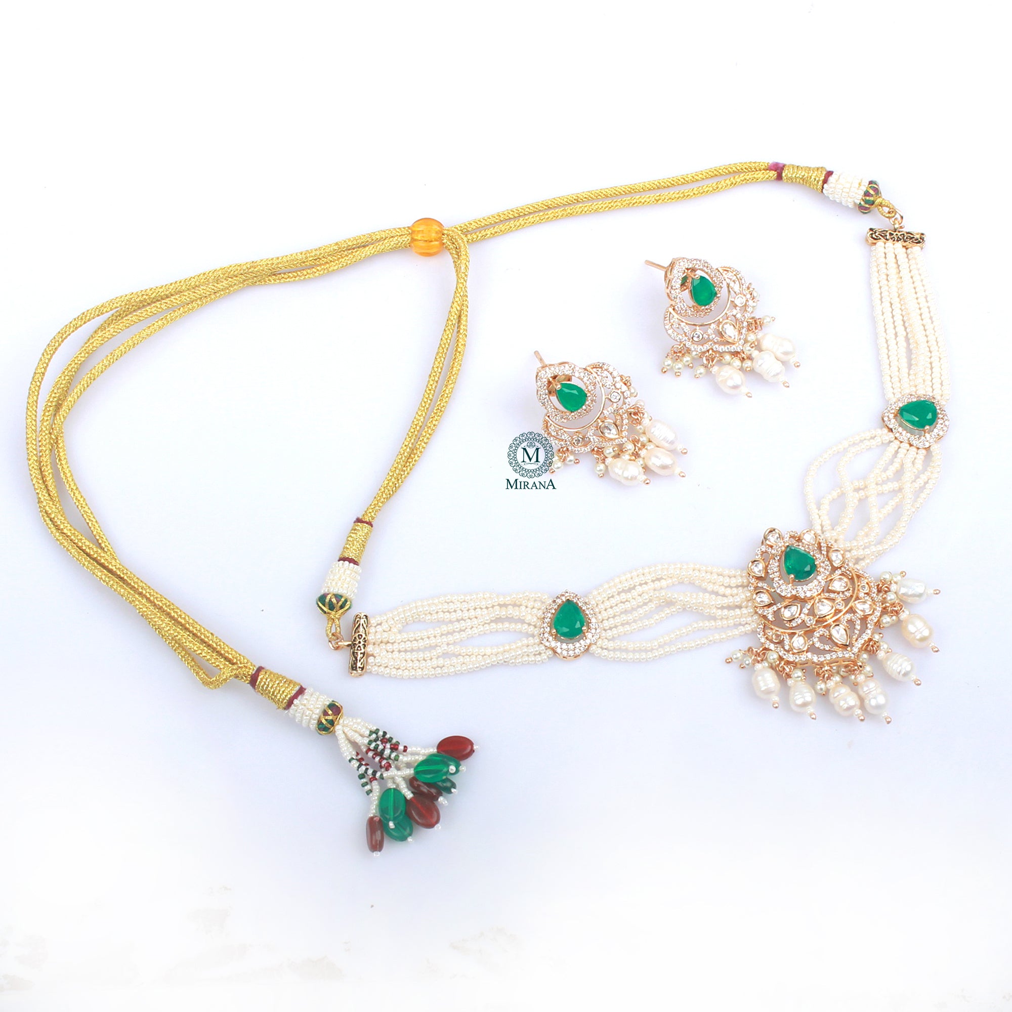Vanya Emerald Green Polki Choker Set