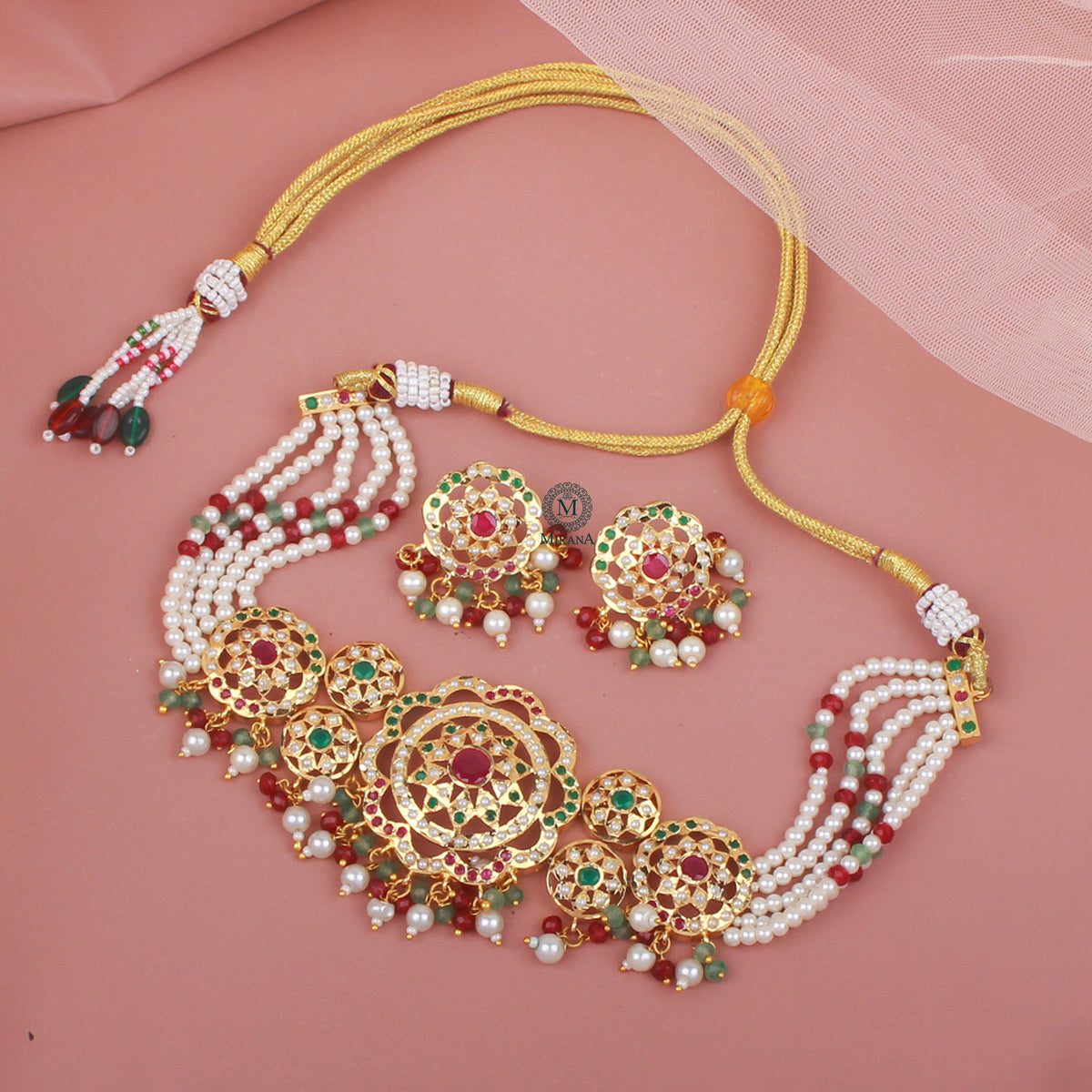 Tejasvi Pearl Jadau Choker Set