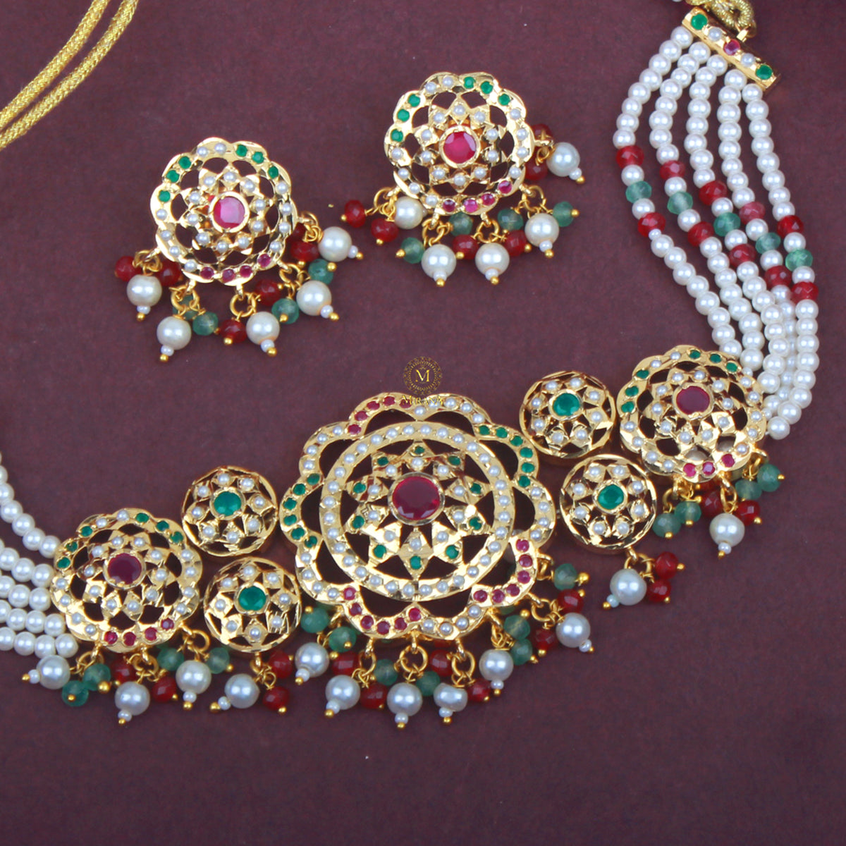 Tejasvi Pearl Jadau Choker Set