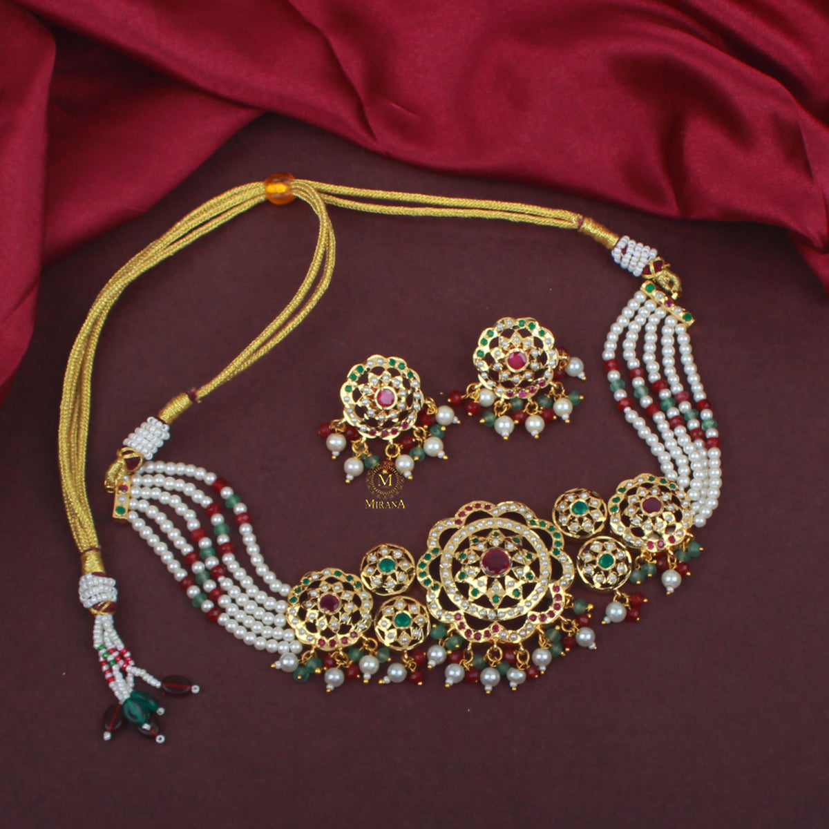 Tejasvi Pearl Jadau Choker Set