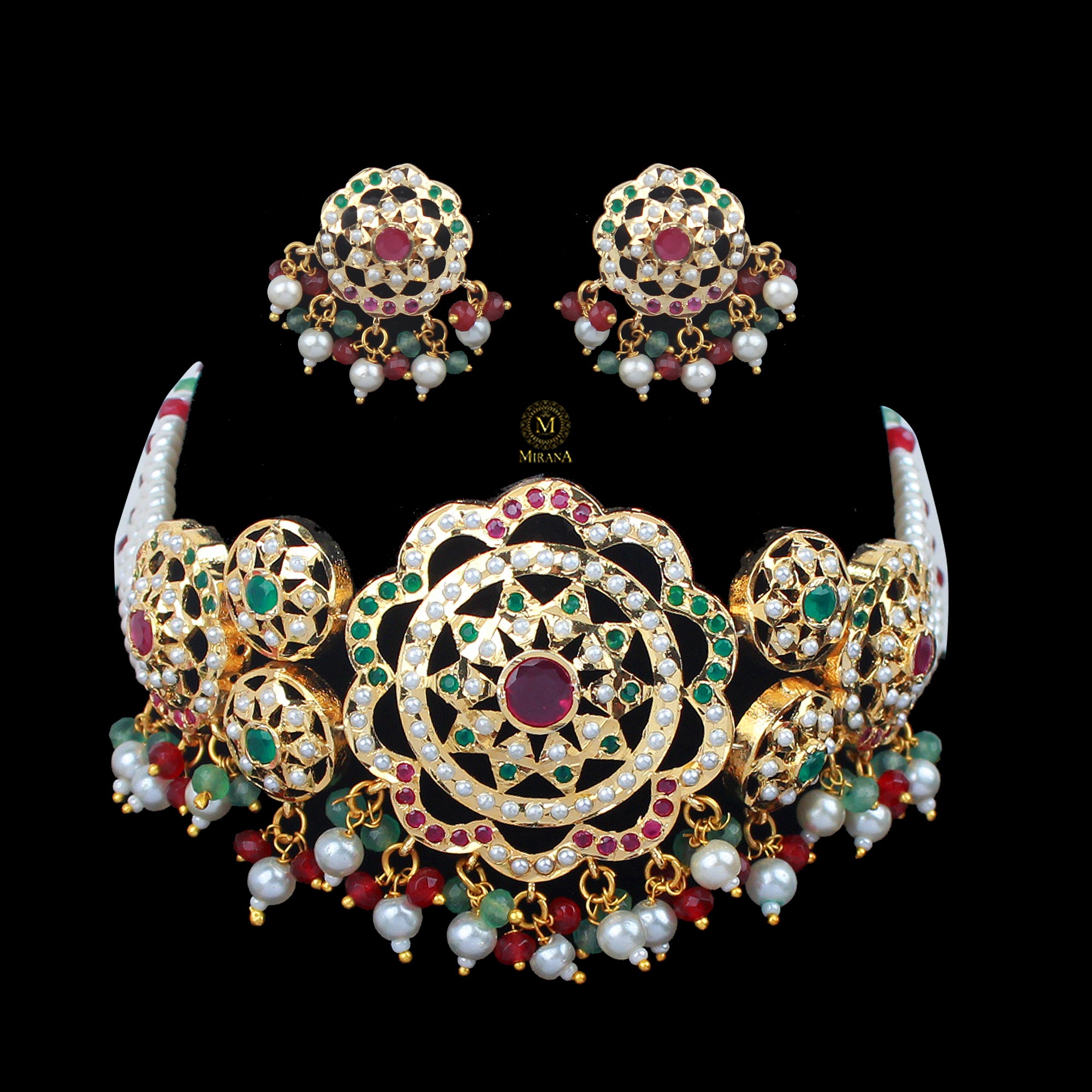 Tejasvi Pearl Jadau Choker Set