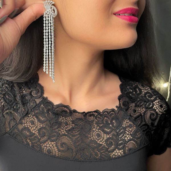 Diana CZ Designer Cocktail Earrings