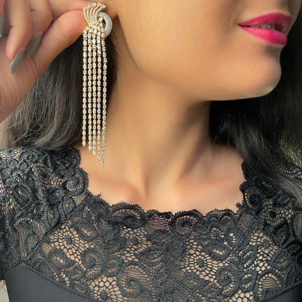 Diana CZ Designer Cocktail Earrings