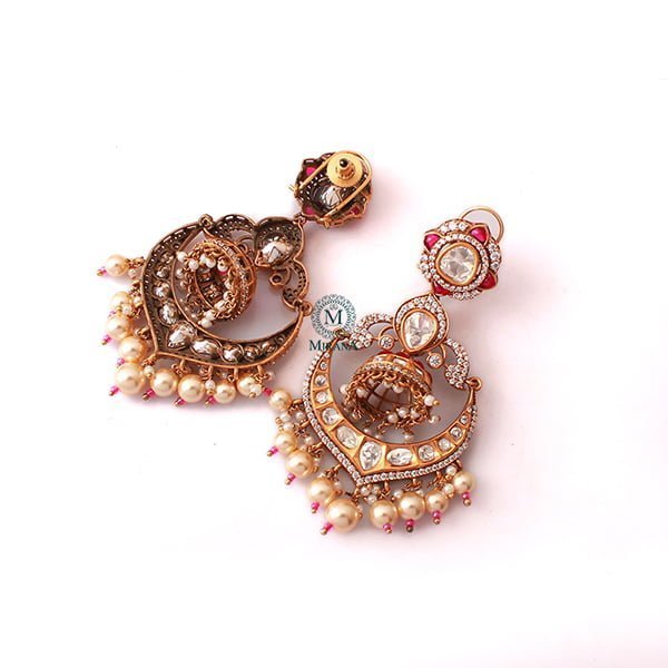 Esha Ruby Pearl Polki Designer Earrings