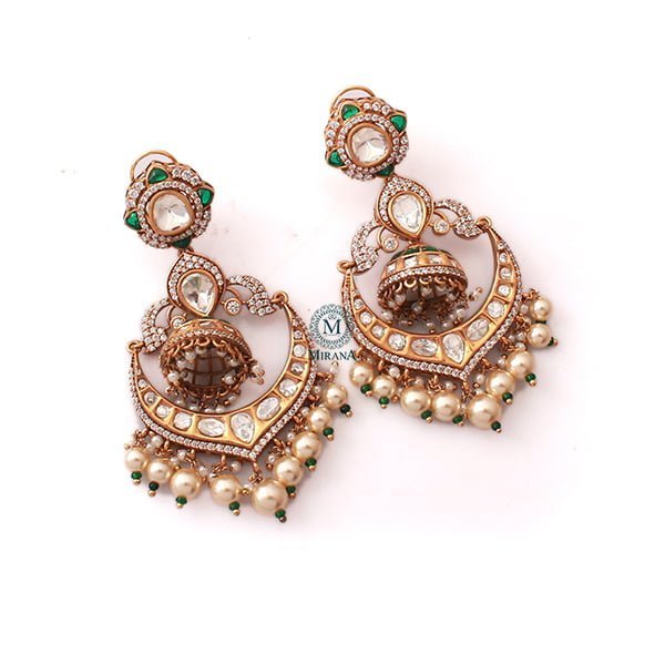 Esha Emerald Green Pearl Polki Earrings