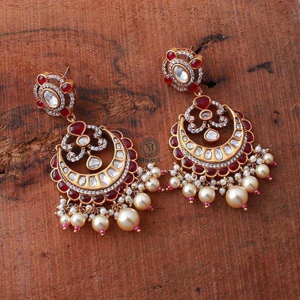 Diksha Ruby Pearl Polki Designer Earrings