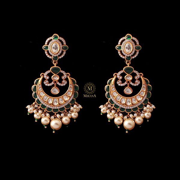 Diksha Emerald Green Pearl Polki Earrings