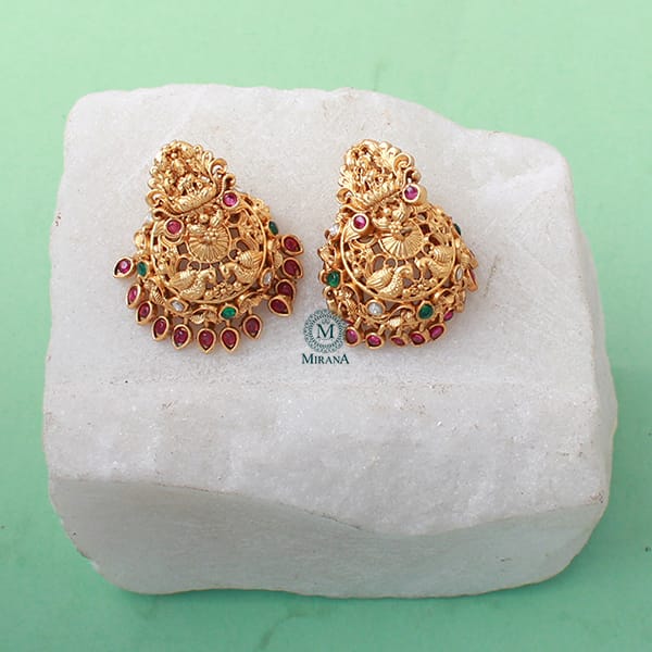 Laxmi Ruby Green Antique Designer Jhumkas