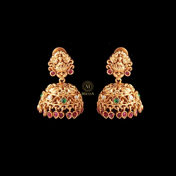 Laxmi Ruby Green Antique Designer Jhumkas